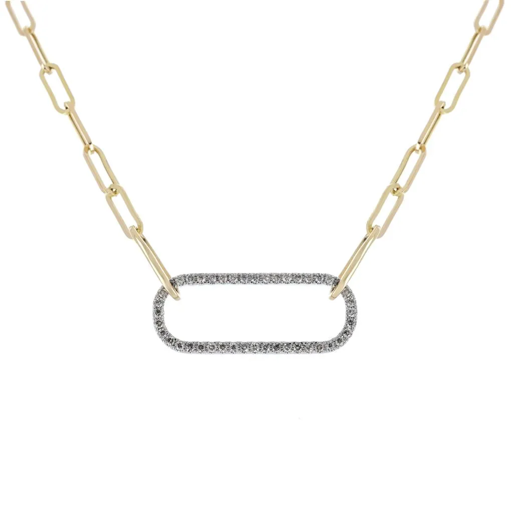 0.5ctw Round Diamond Paperclip Chain Necklace, 19" - 14K Yellow Gold