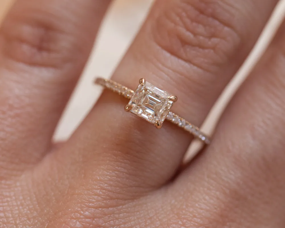 1-Carat Emerald Cut White Diamond Engagement Ring