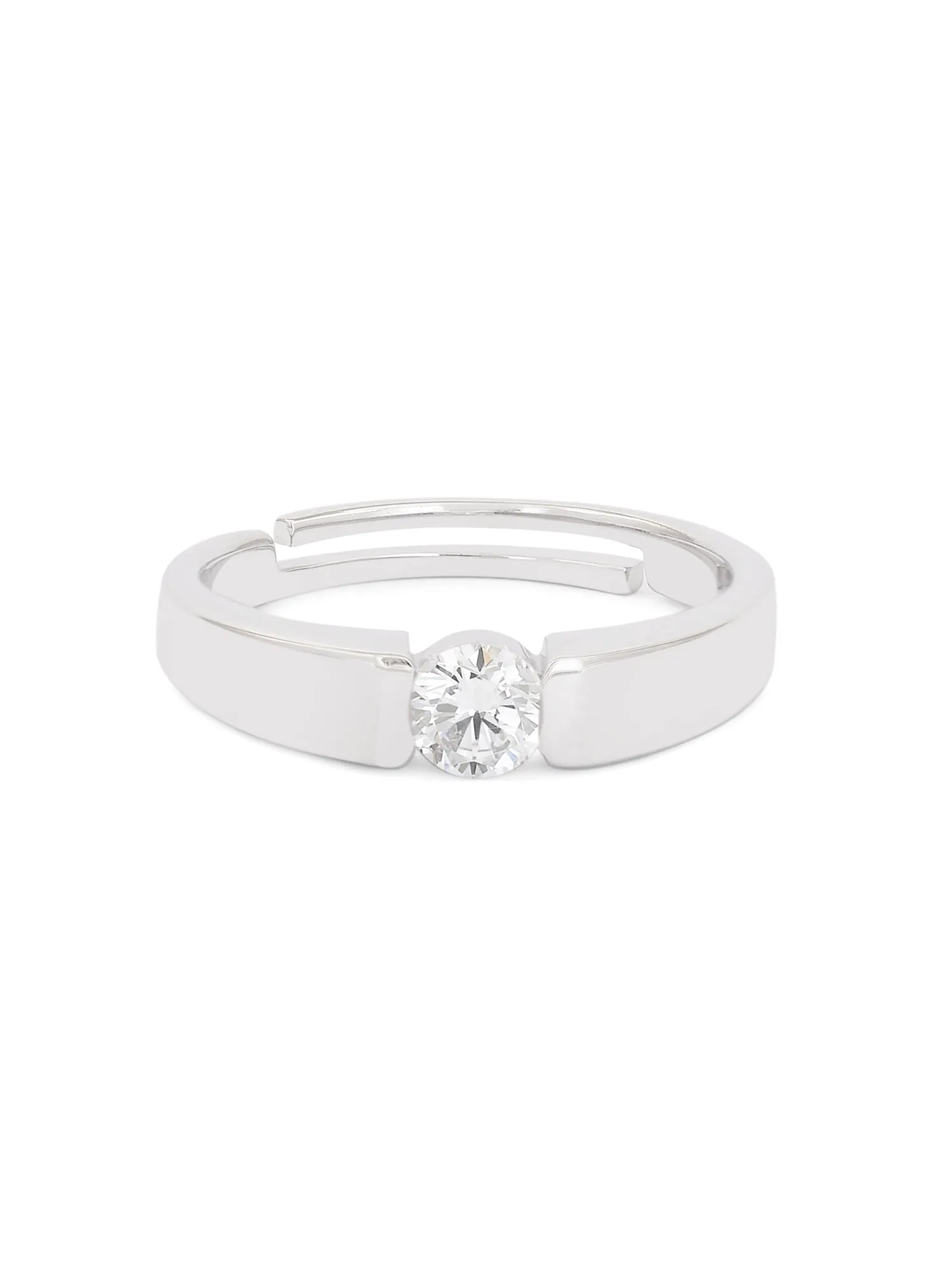 1 Carat Silver Adjustable Solitaire Ring