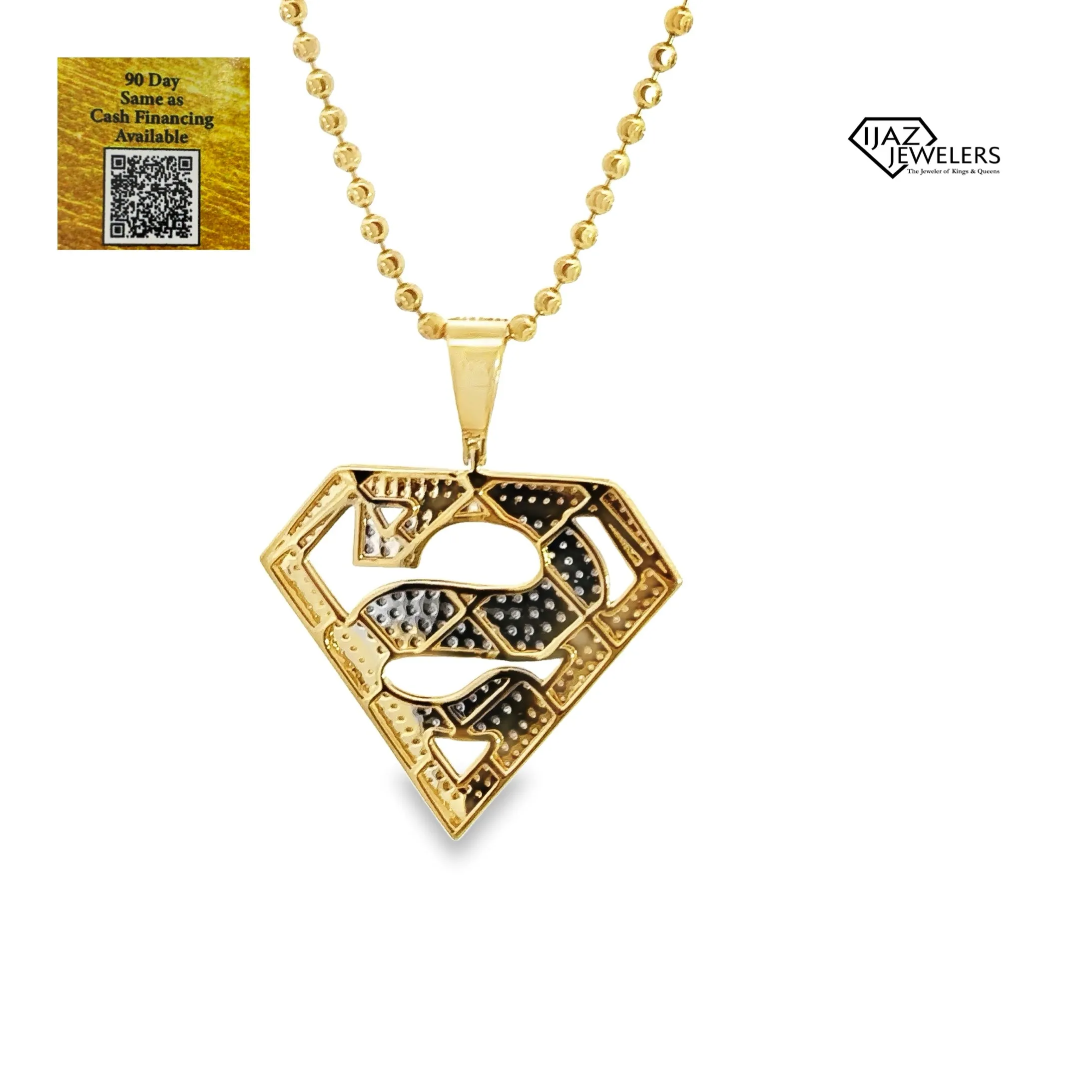 10K Gold Two Tone 0.74 CTW Diamond Superman Style Charm