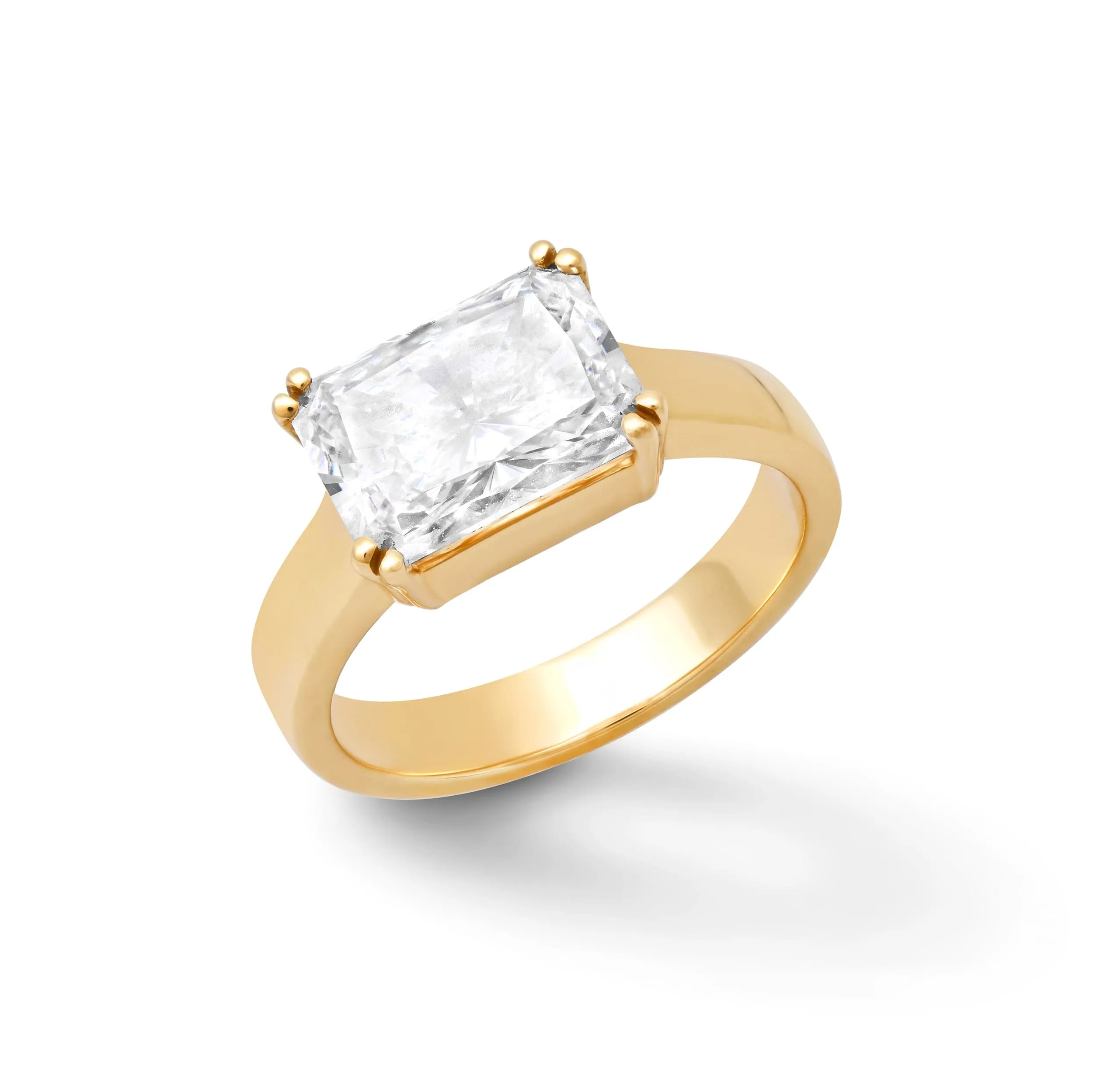 14K & 18K Gold Radiant Cut East West Diamond Ring