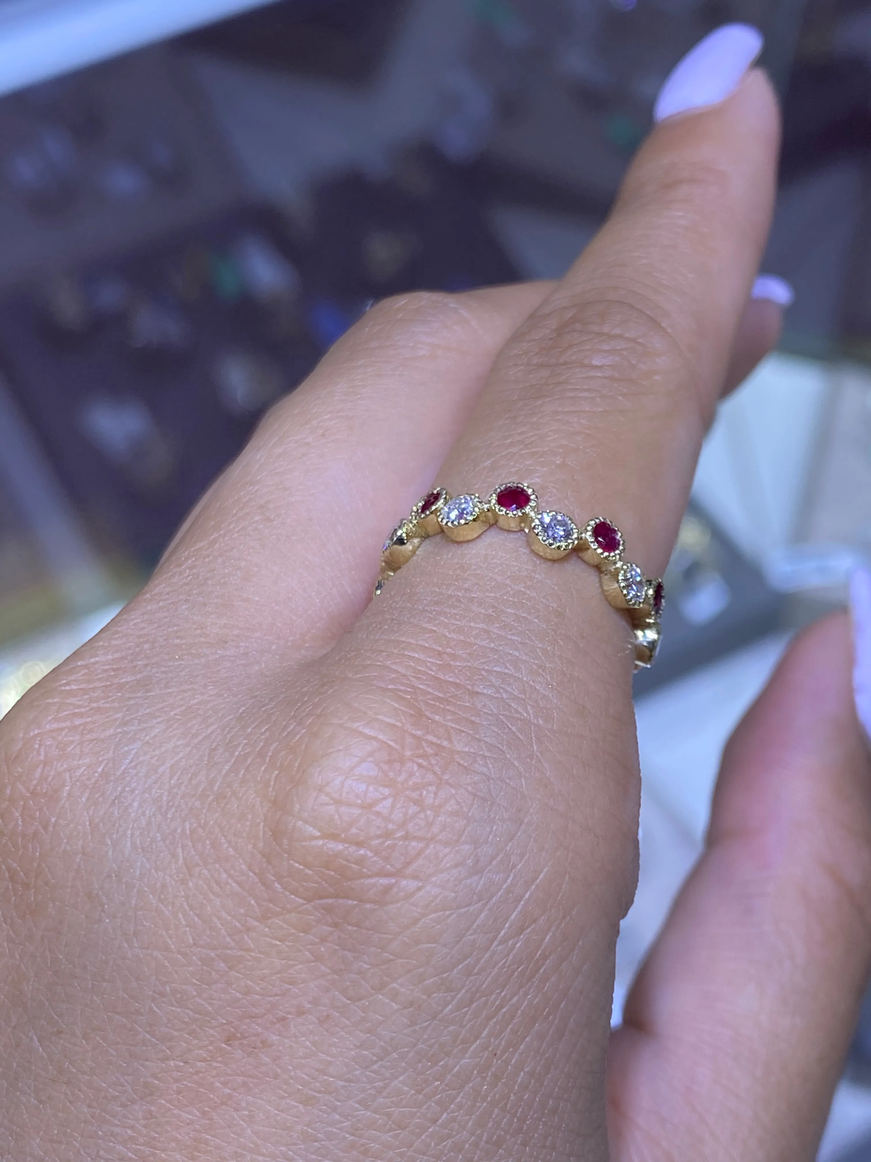 14k Gold Custom Birthstone Diamond Ring