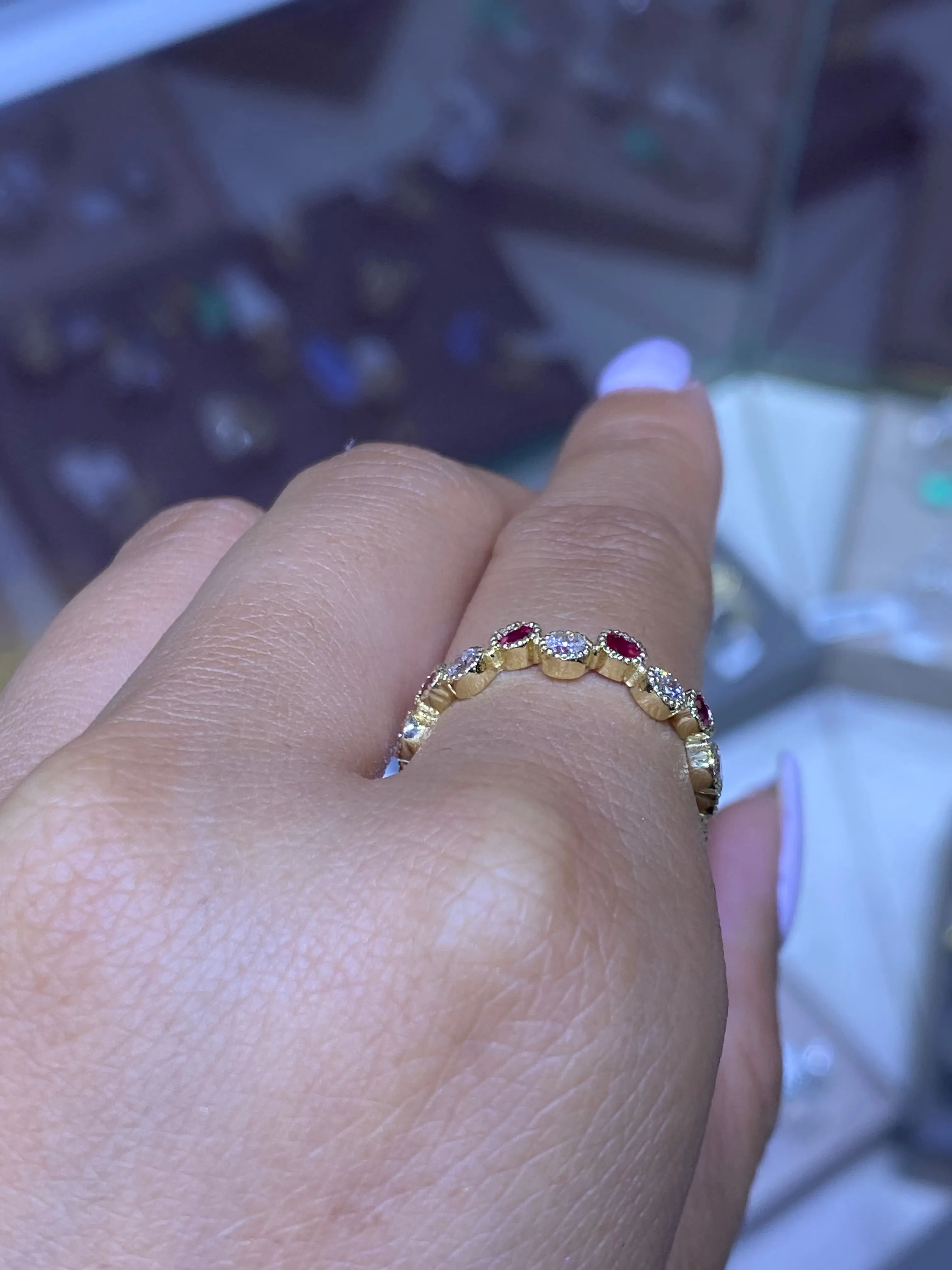 14k Gold Custom Birthstone Diamond Ring