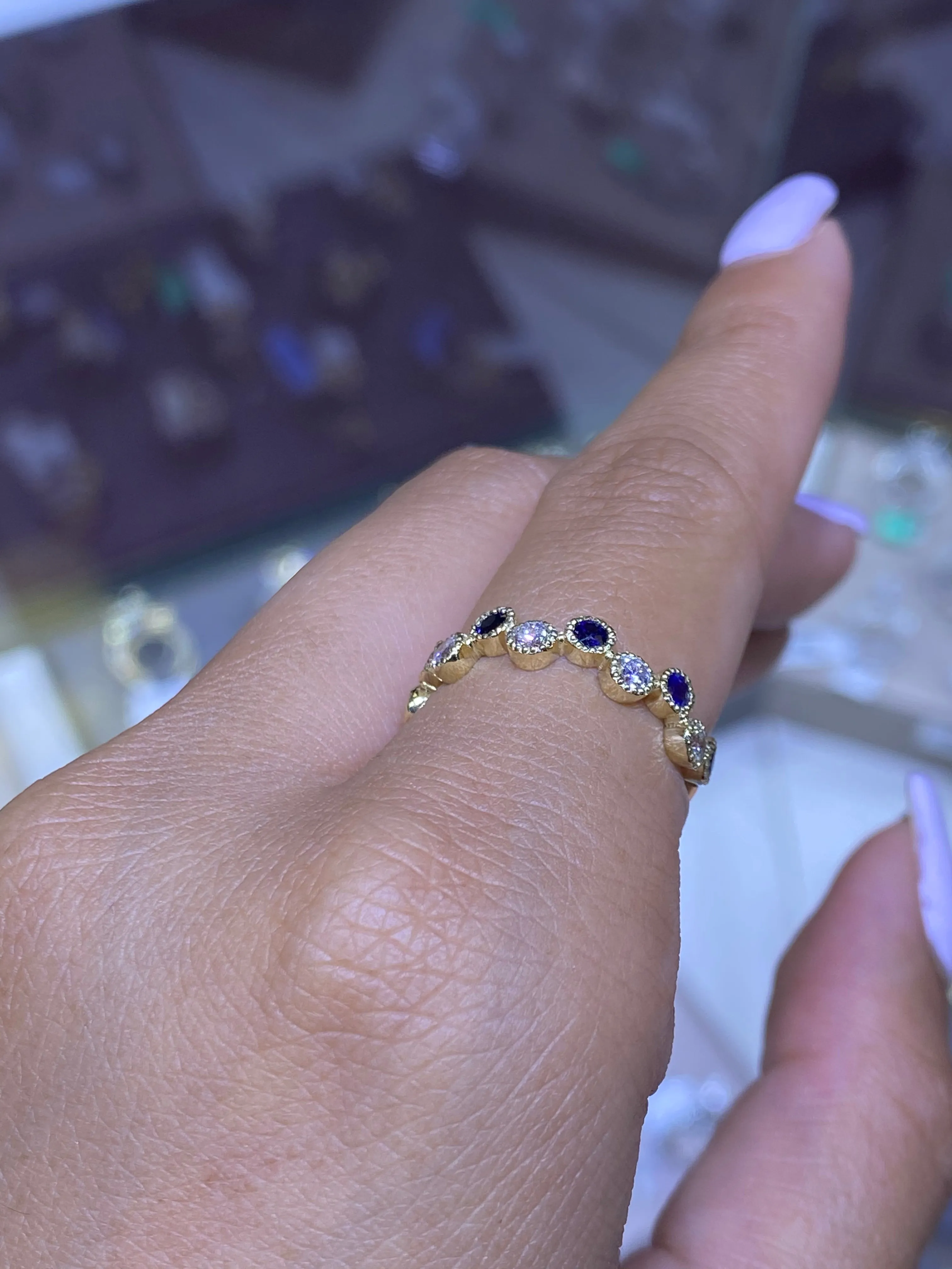 14k Gold Custom Birthstone Diamond Ring