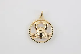 14k Yellow Gold Cancer Zodiac Sign Pendant (2.13g.)