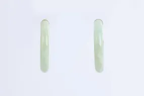 14k Yellow Gold Green Jade Hoop Earrings (8.20g.)