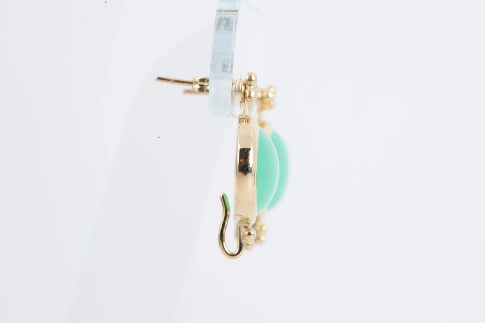 14k Yellow Gold Jade Earrings (7.14g.)