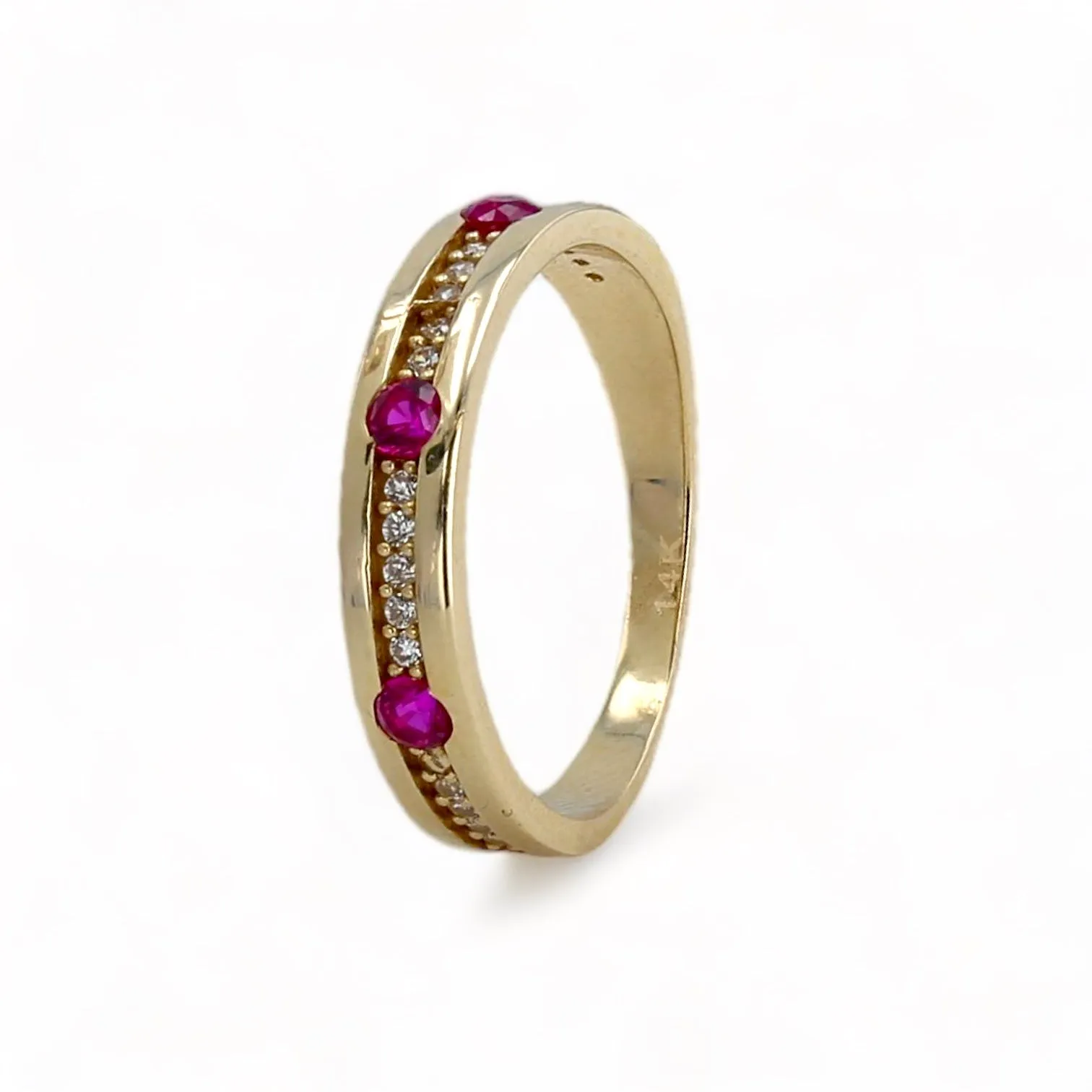 14K Yellow gold  ruby lab band ring -226447