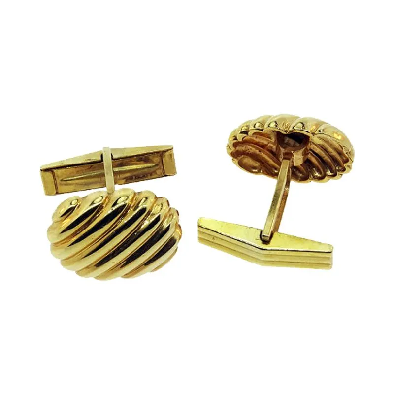 14KT Y/G Ridged Cuff Links