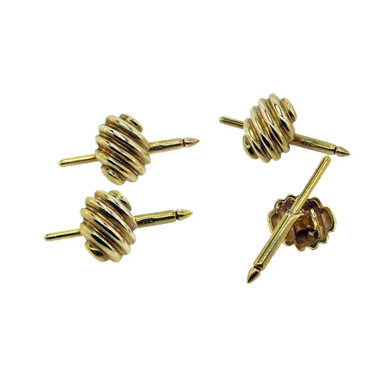 14KT Y/G Ridged Tuxedo Studs