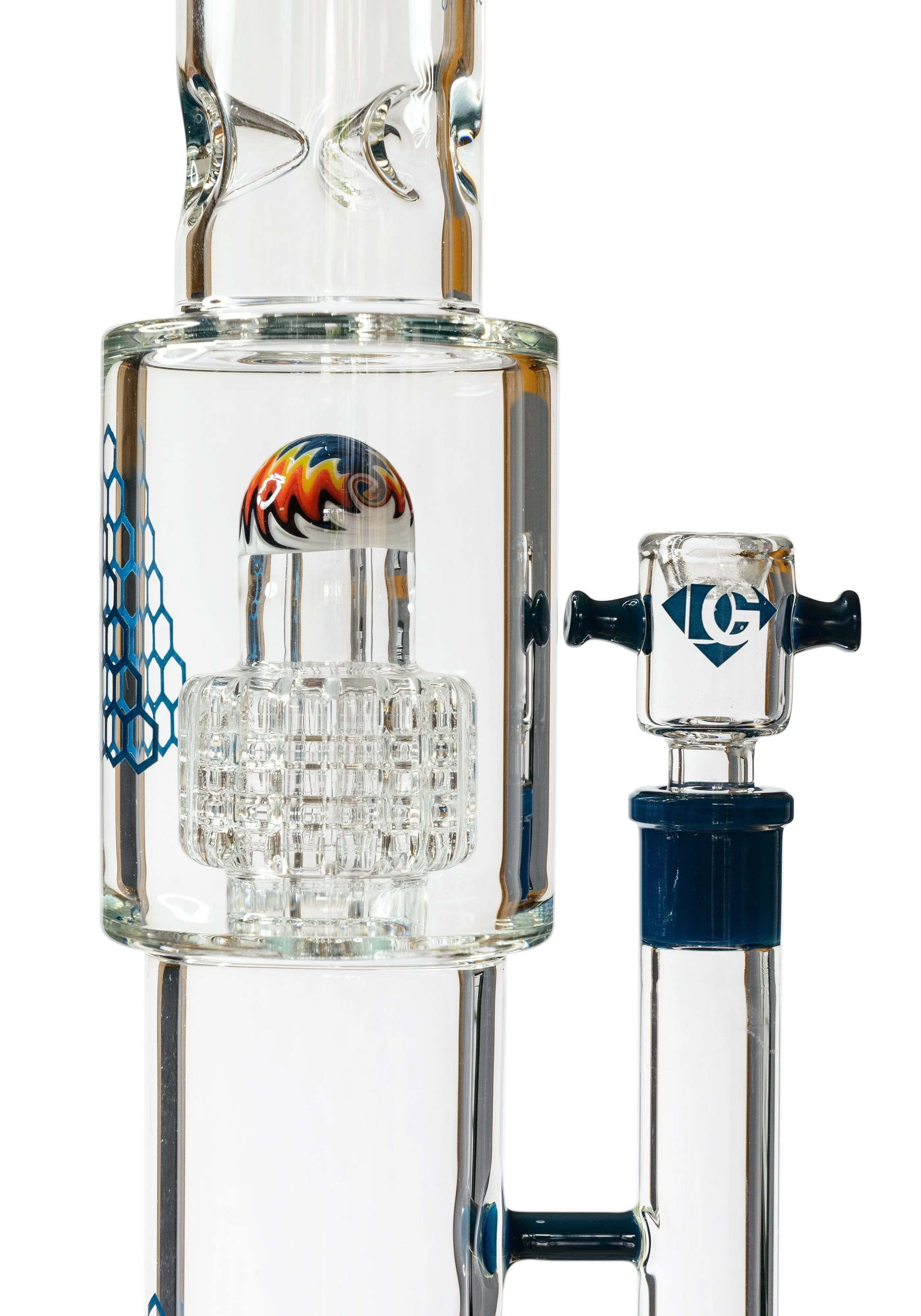 16 Straight Tube Heizman Bong w/ Dual Gridded Matrix Perc, by Diamond Glass