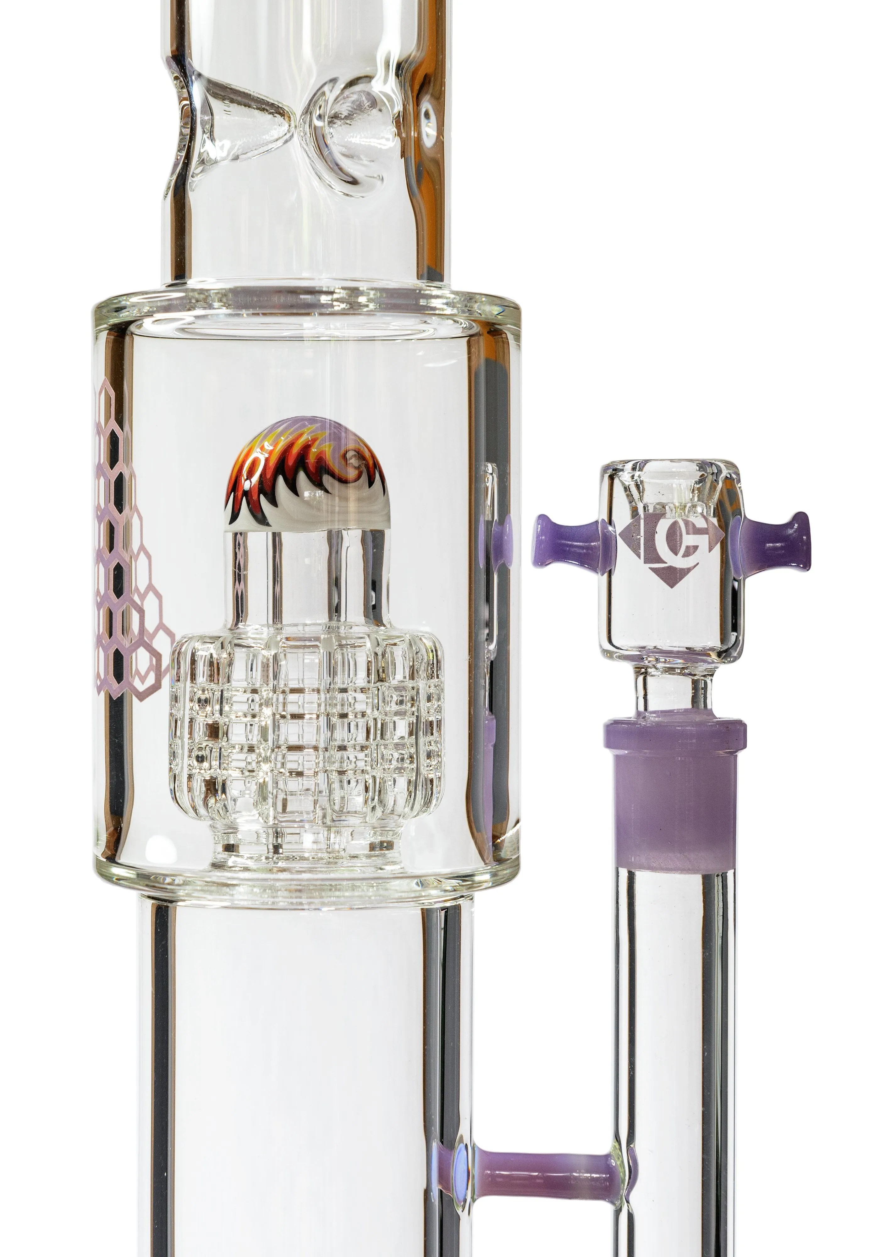 16 Straight Tube Heizman Bong w/ Dual Gridded Matrix Perc, by Diamond Glass