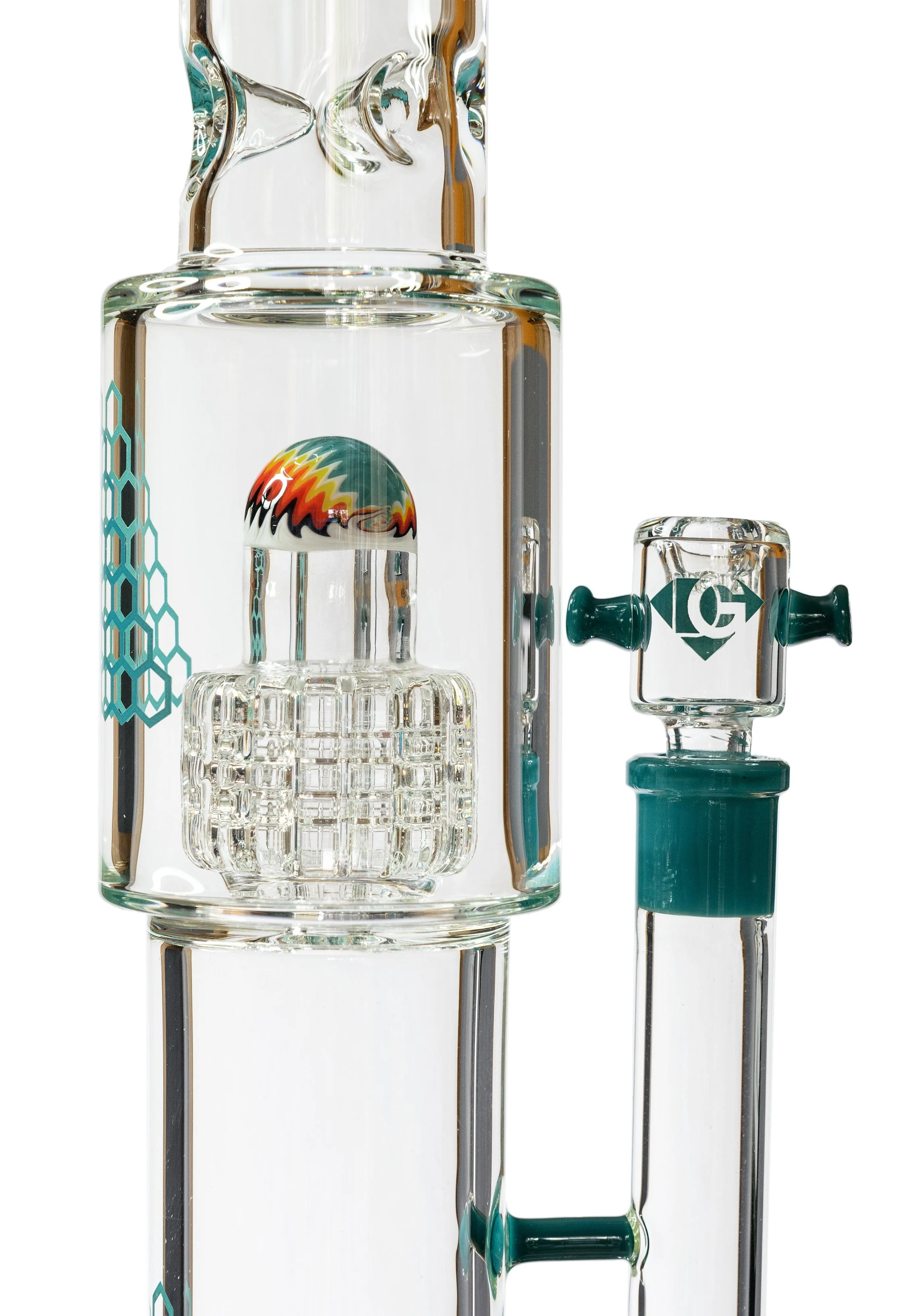 16 Straight Tube Heizman Bong w/ Dual Gridded Matrix Perc, by Diamond Glass