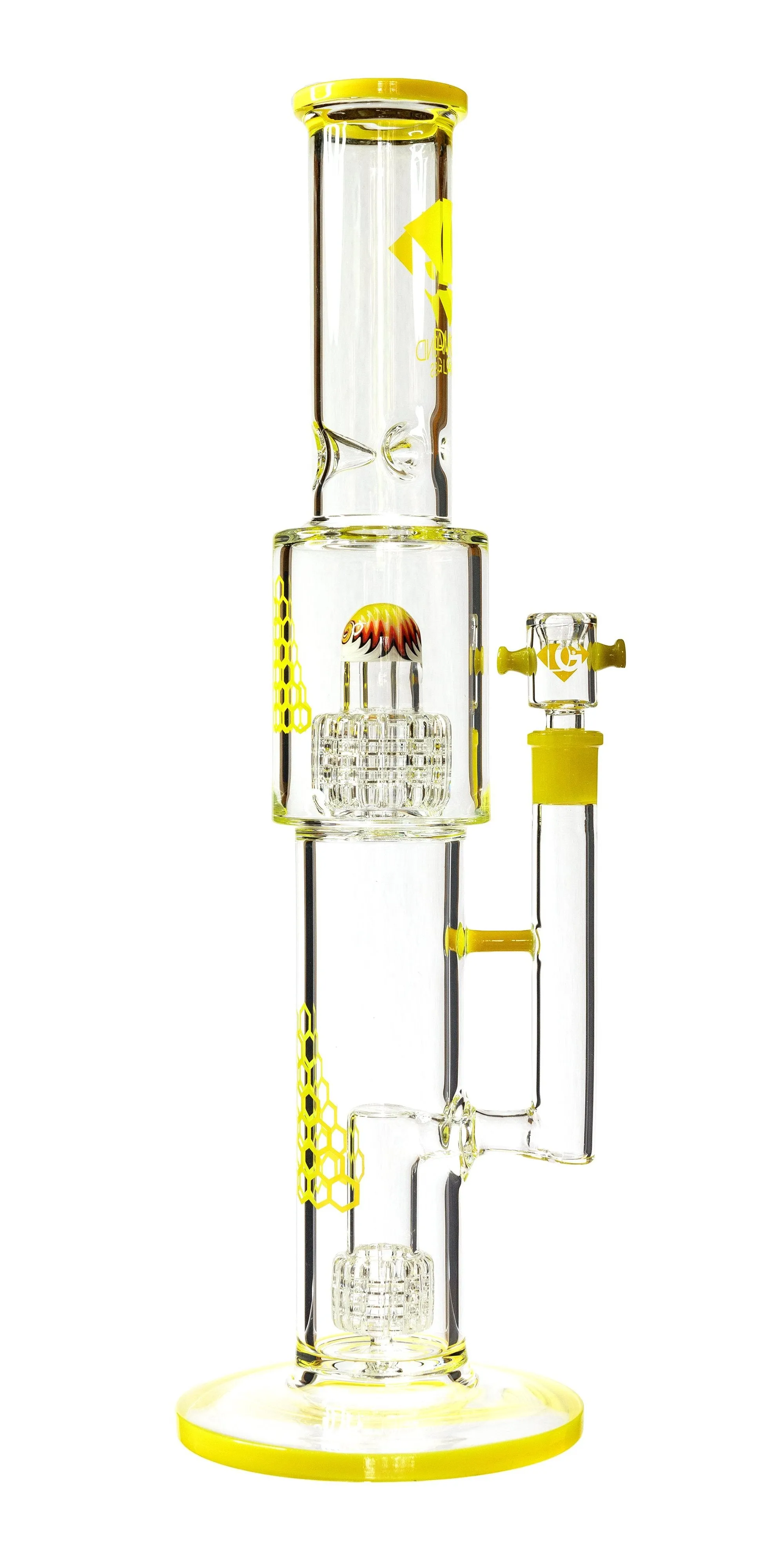 16 Straight Tube Heizman Bong w/ Dual Gridded Matrix Perc, by Diamond Glass