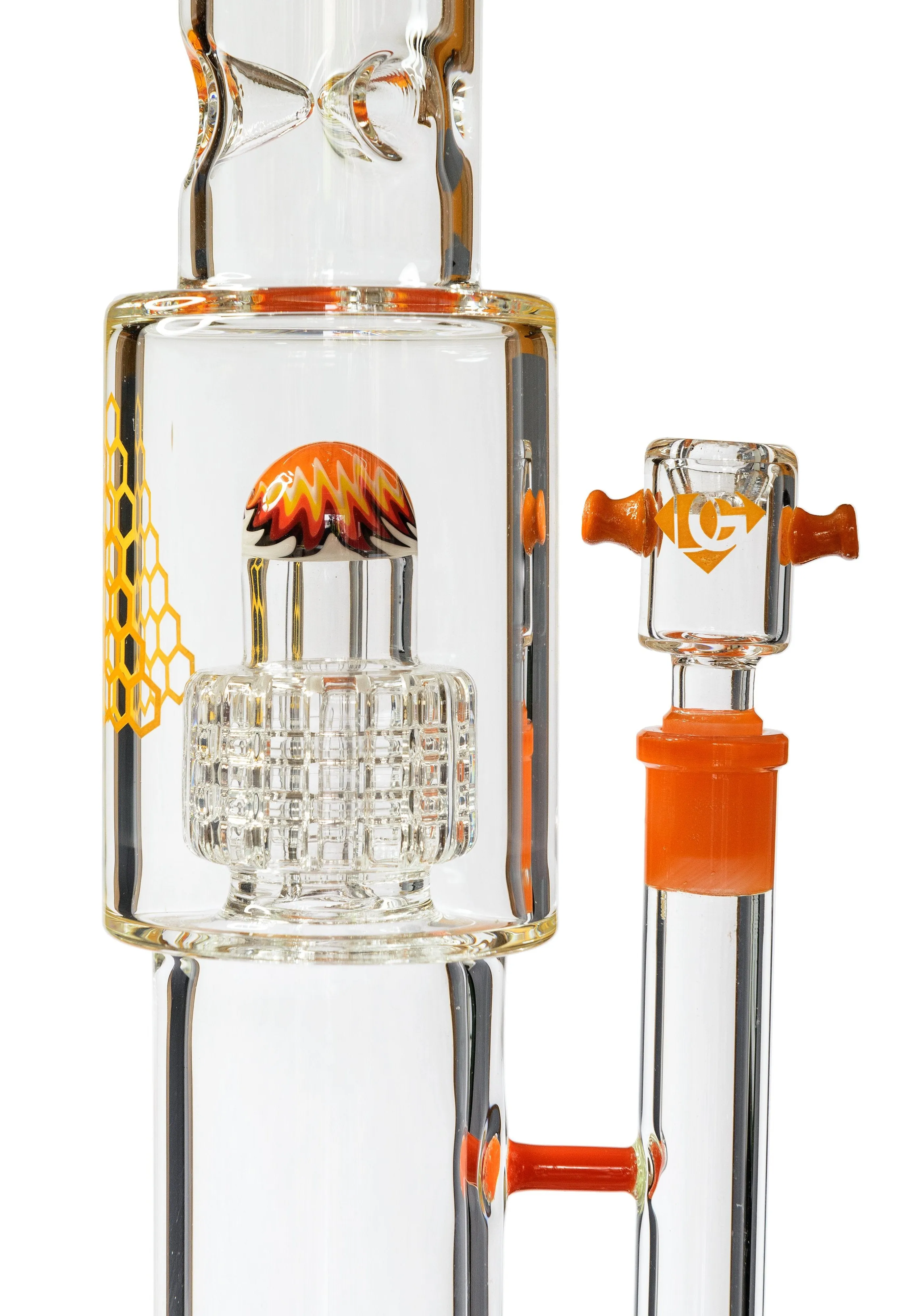 16 Straight Tube Heizman Bong w/ Dual Gridded Matrix Perc, by Diamond Glass