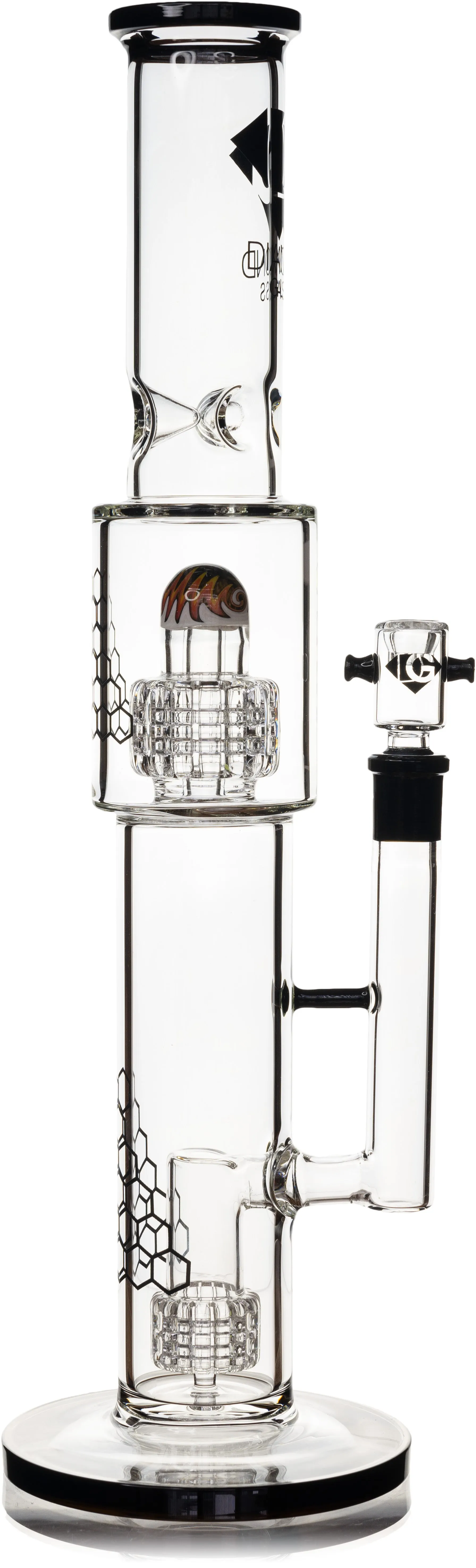 16 Straight Tube Heizman Bong w/ Dual Gridded Matrix Perc, by Diamond Glass