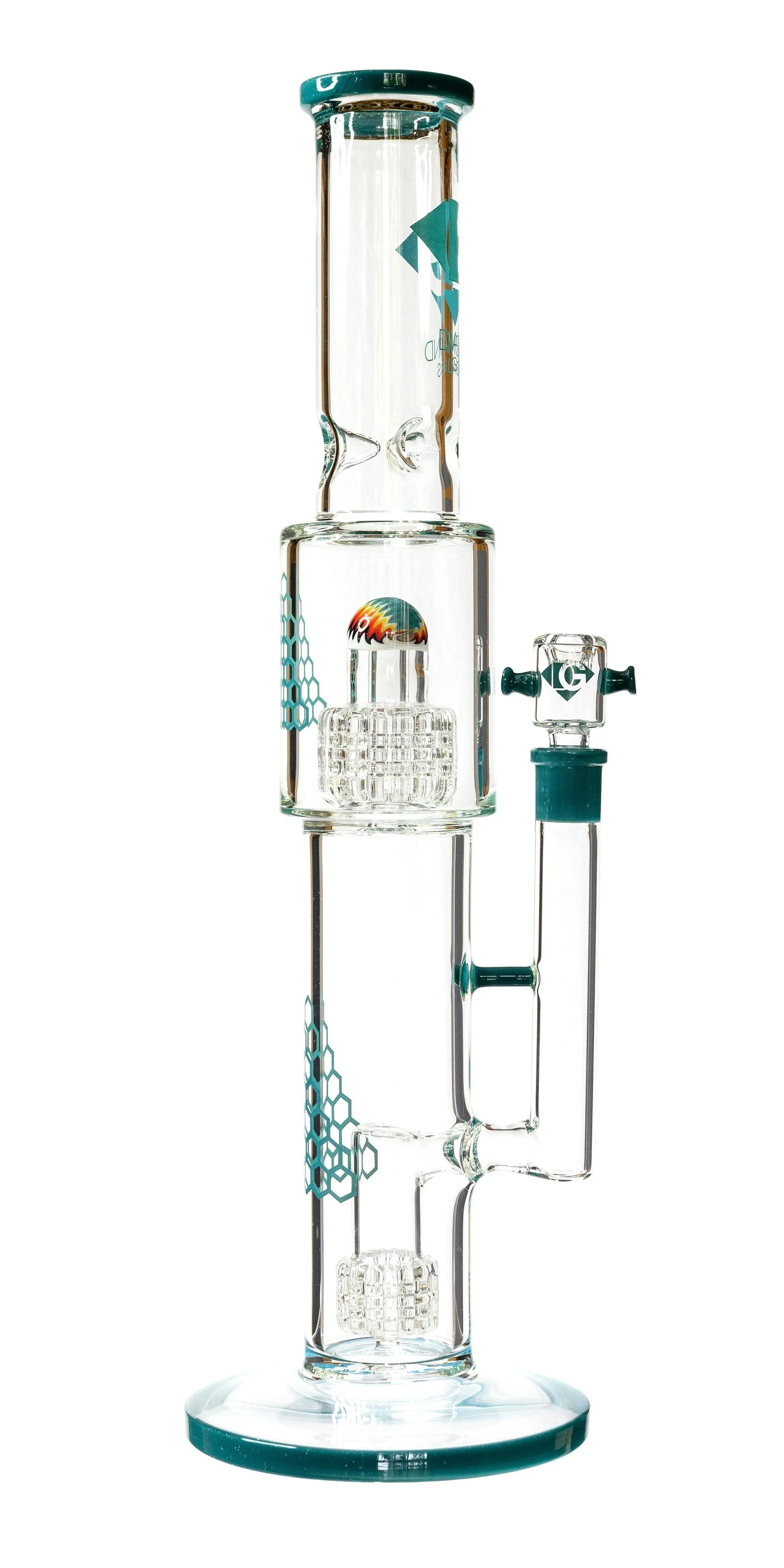 16 Straight Tube Heizman Bong w/ Dual Gridded Matrix Perc, by Diamond Glass