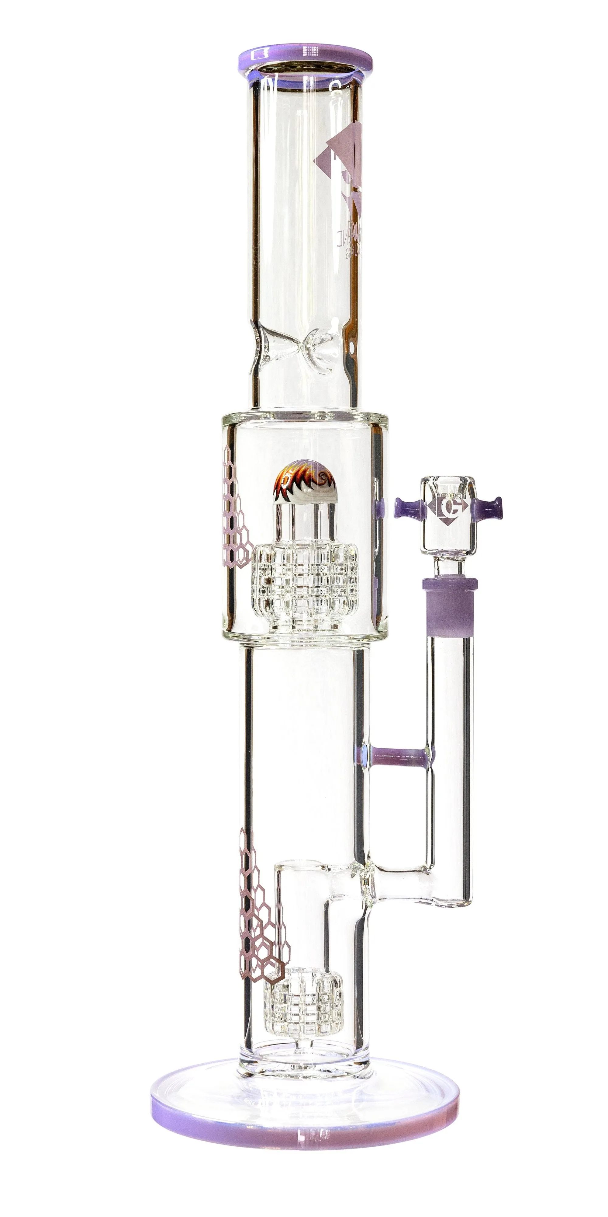 16 Straight Tube Heizman Bong w/ Dual Gridded Matrix Perc, by Diamond Glass