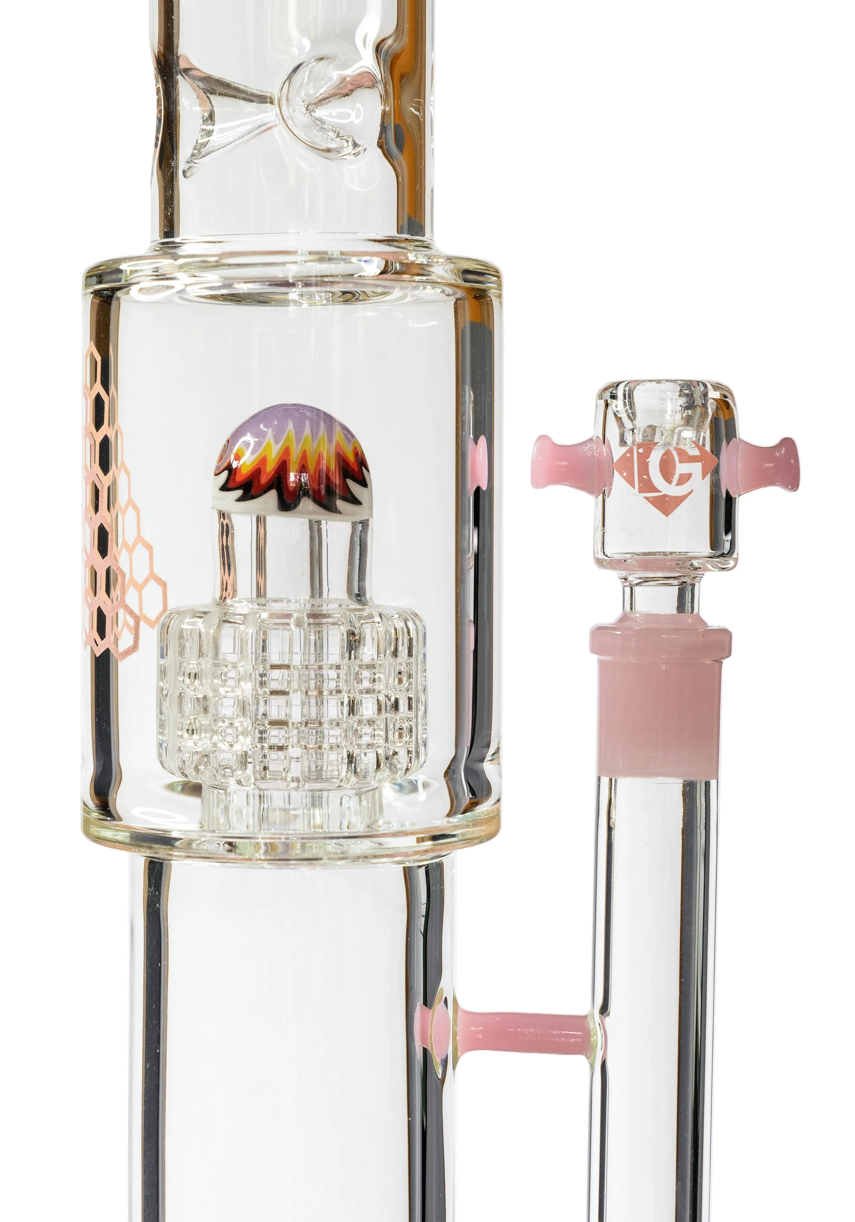 16 Straight Tube Heizman Bong w/ Dual Gridded Matrix Perc, by Diamond Glass