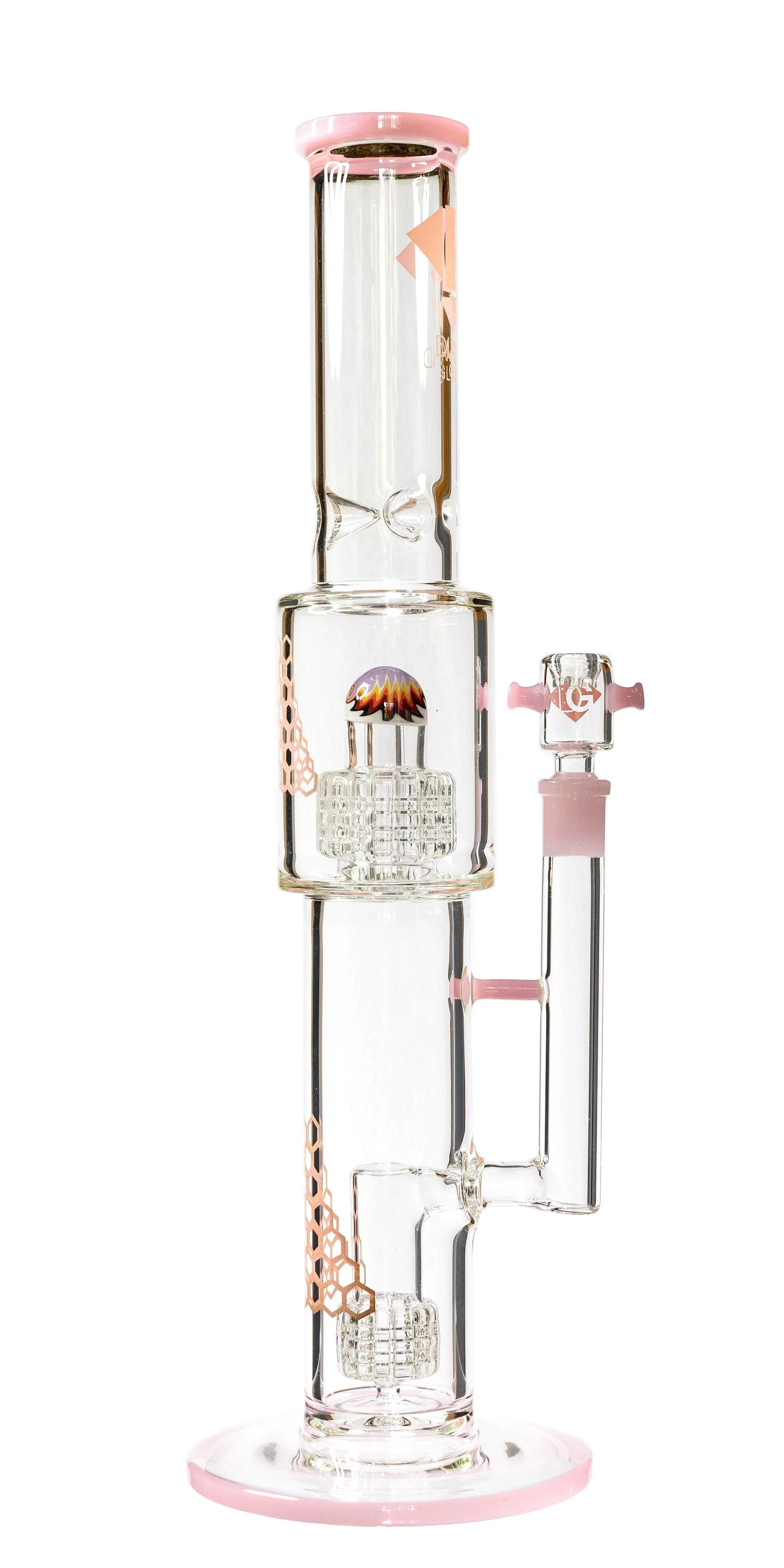 16 Straight Tube Heizman Bong w/ Dual Gridded Matrix Perc, by Diamond Glass