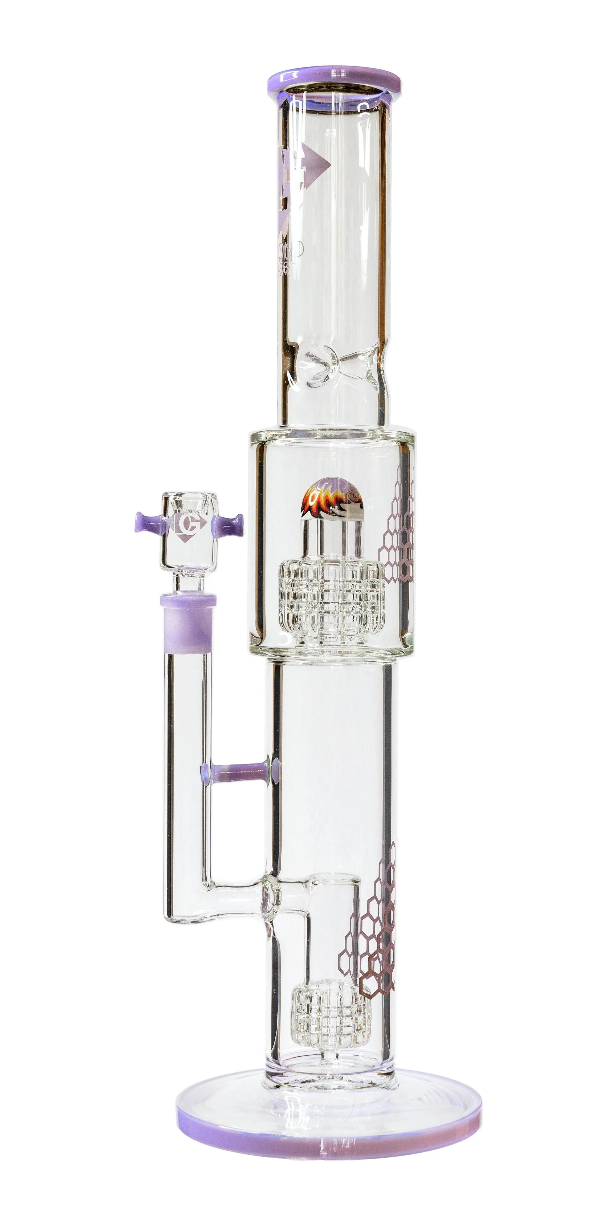 16 Straight Tube Heizman Bong w/ Dual Gridded Matrix Perc, by Diamond Glass