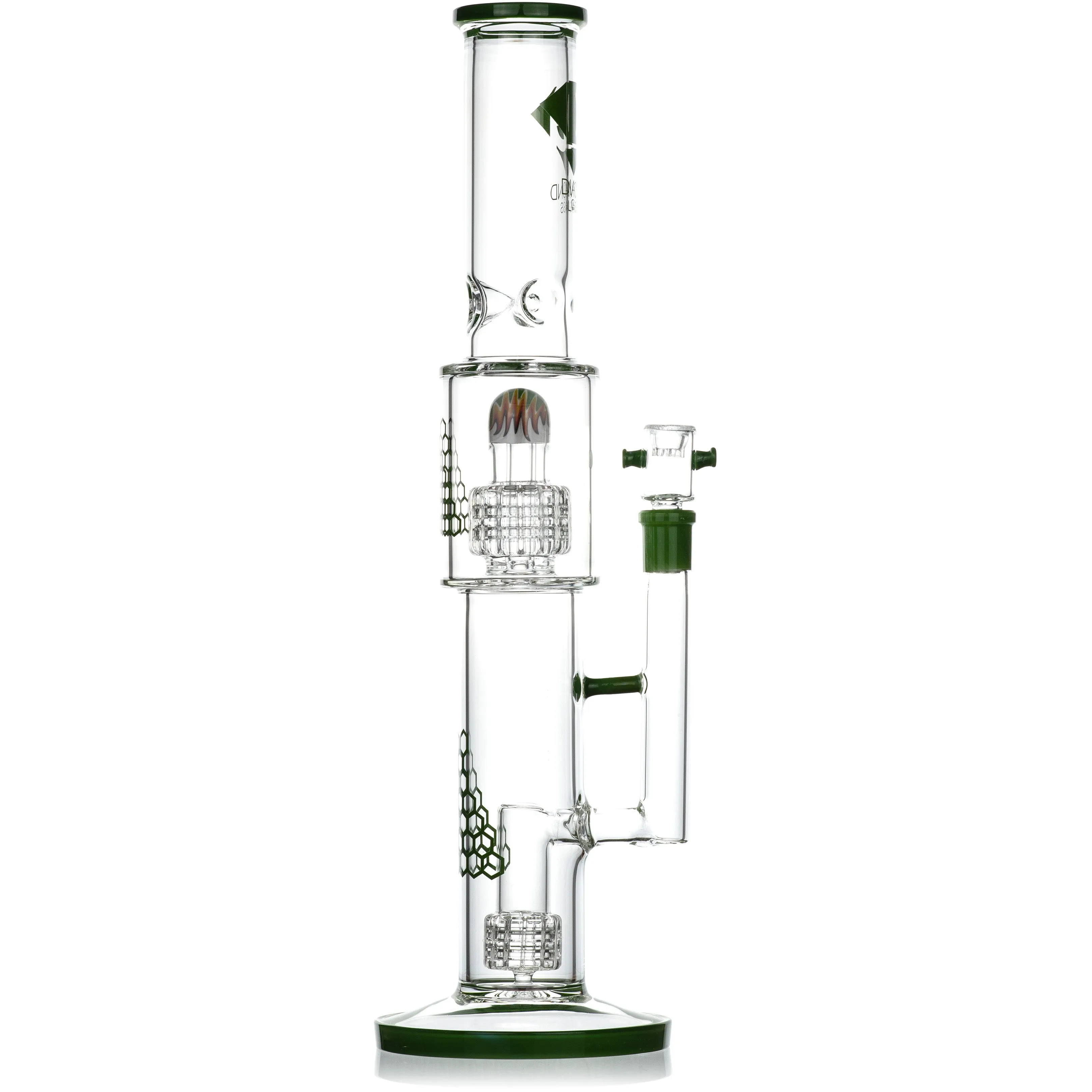 16 Straight Tube Heizman Bong w/ Dual Gridded Matrix Perc, by Diamond Glass