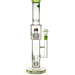 16 Straight Tube Heizman Bong w/ Dual Gridded Matrix Perc, by Diamond Glass