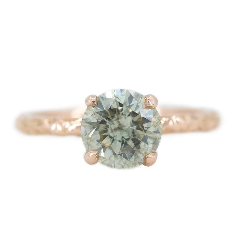 1.62ct Round Champagne-Grey Diamond Evergreen Solitaire in 14k Rose Gold