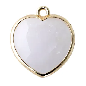 17x19mm Gold Plated Faceted Gemstone Heart Charm/Pendant - Crystal