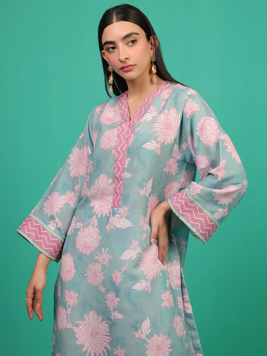 1pc - Stitched Basic Printed Lawn Silk Shirt