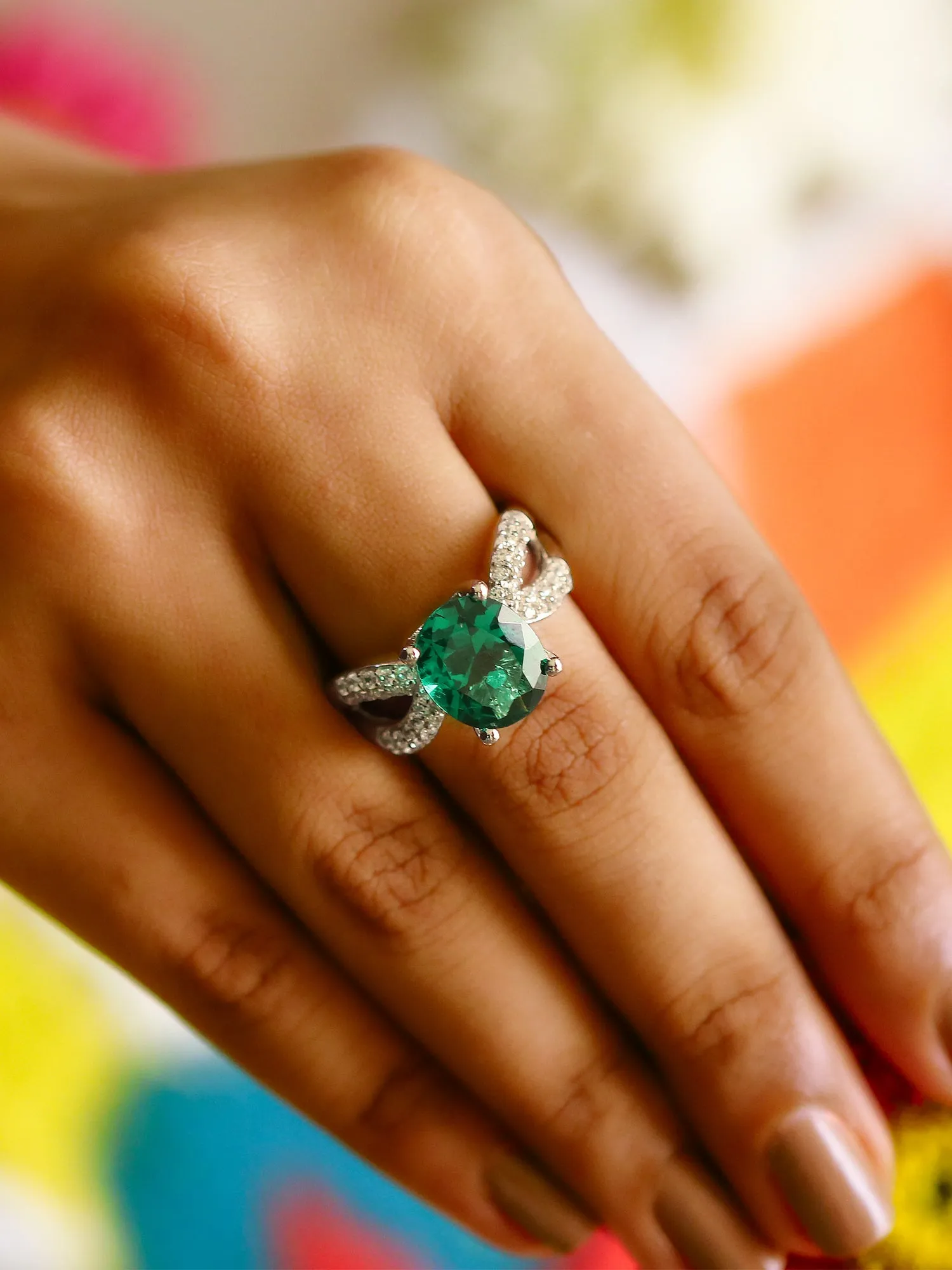 5 Carat Green Emerald Party Ring For Women