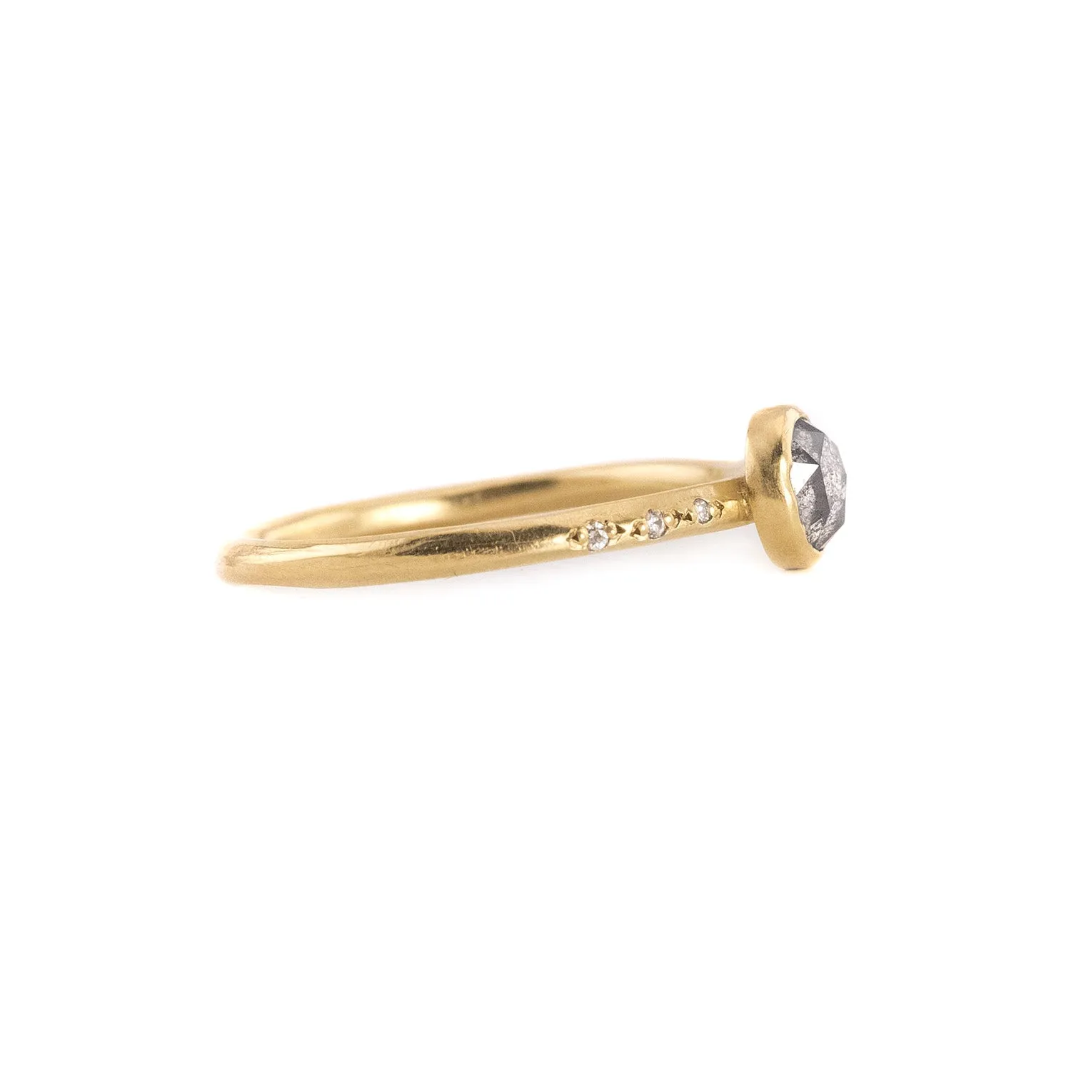 .52ct Round Salt and Pepper Rose Cut Diamond Chloe Setting Ring by Sarah Mcguire