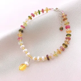 925 Silver Tourmaline Beads Gemstone Bracelet