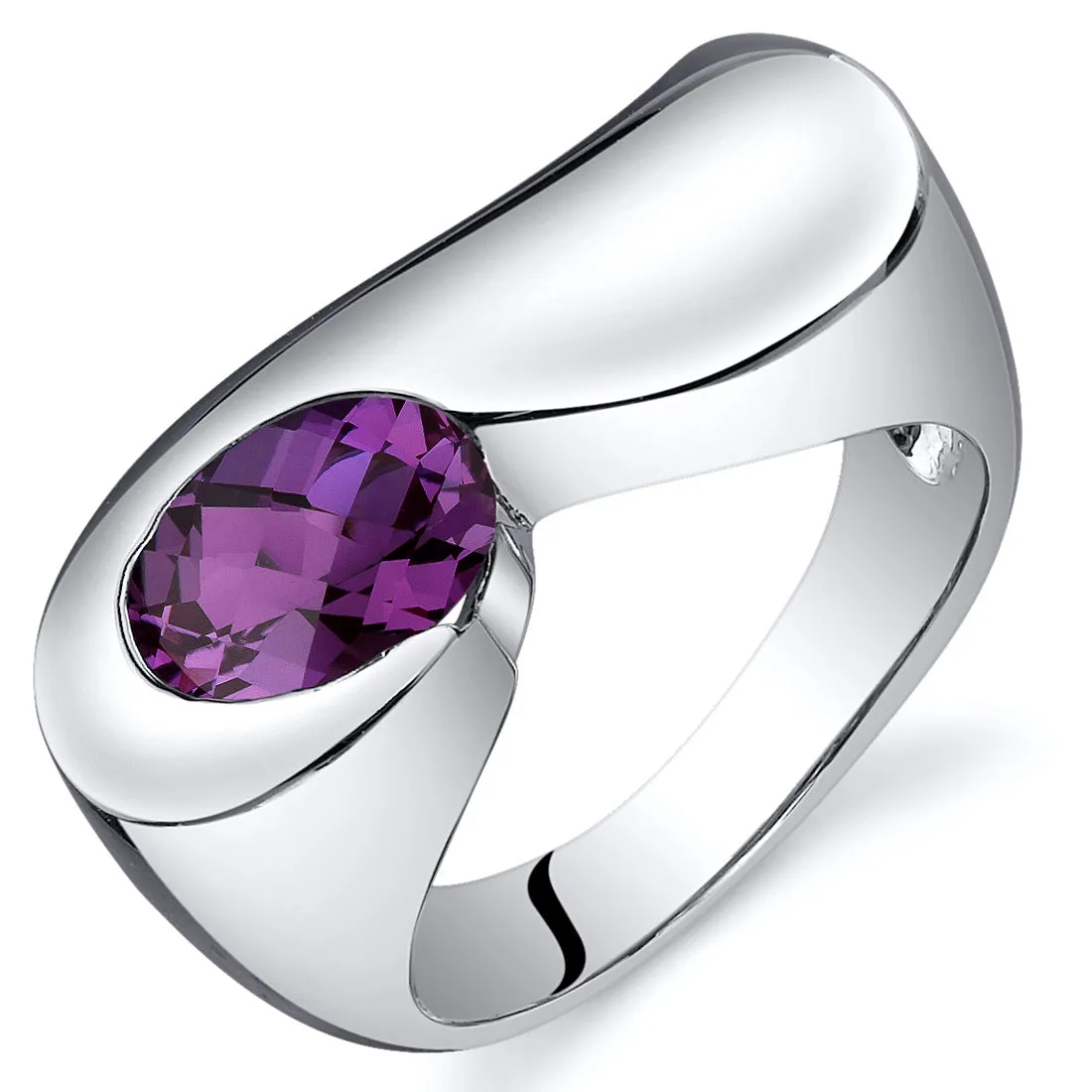 Alexandrite Oval Cut Sterling Silver Ring Size 7