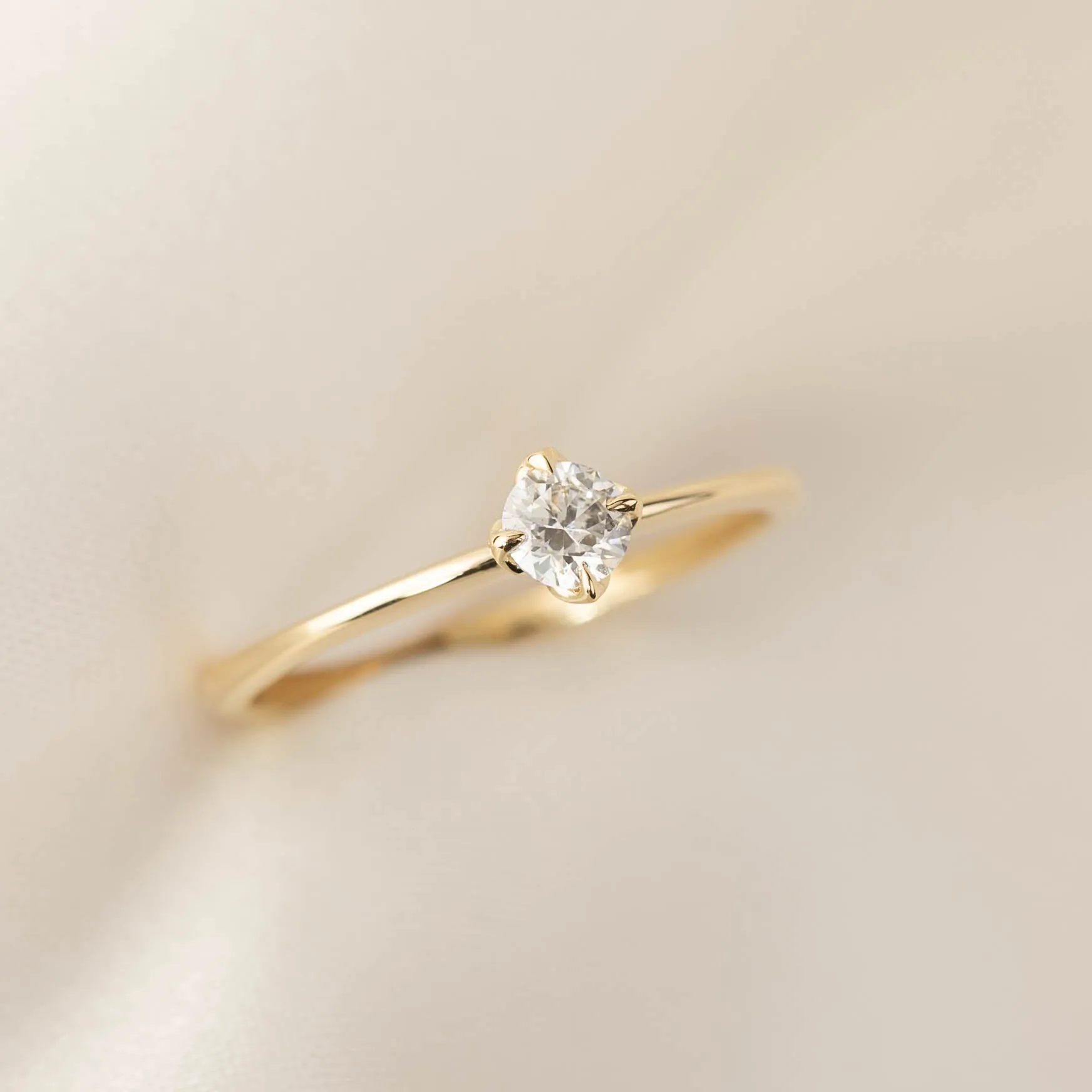 Alice Ring, 0.25ct Brilliant Cut Diamond, 14k Yellow Gold (One of a kind)