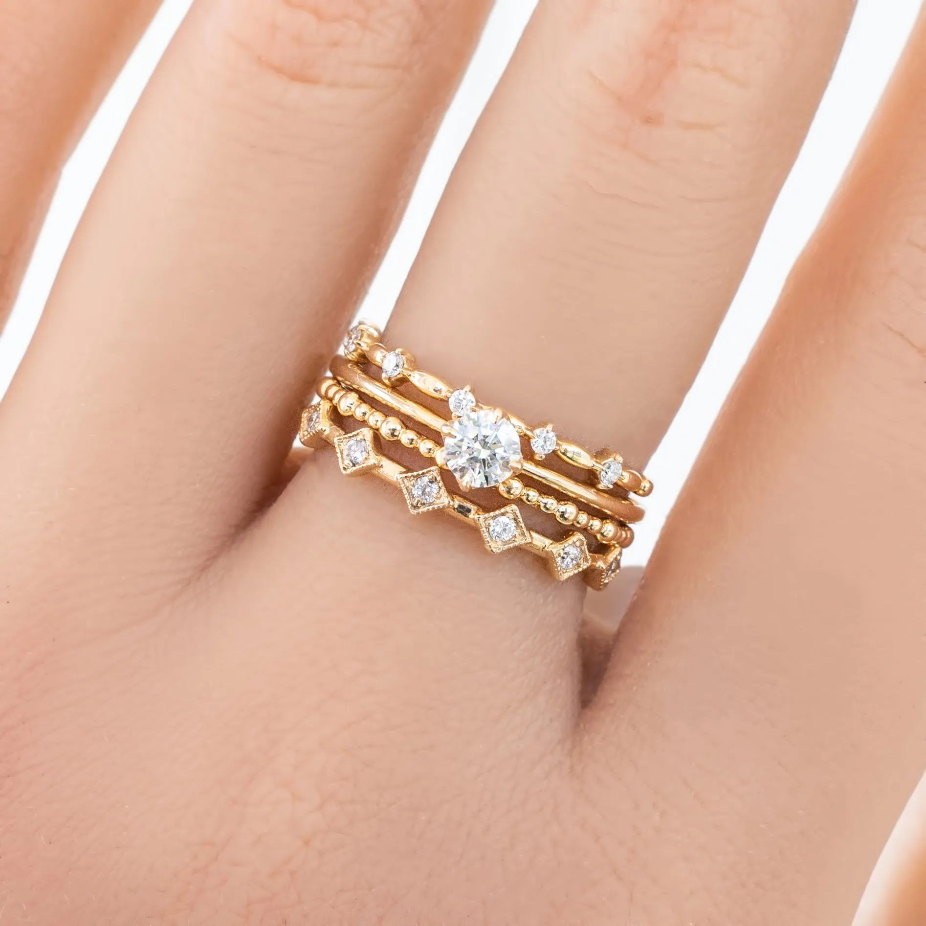 Alice Ring, 0.25ct Brilliant Cut Diamond, 14k Yellow Gold (One of a kind)