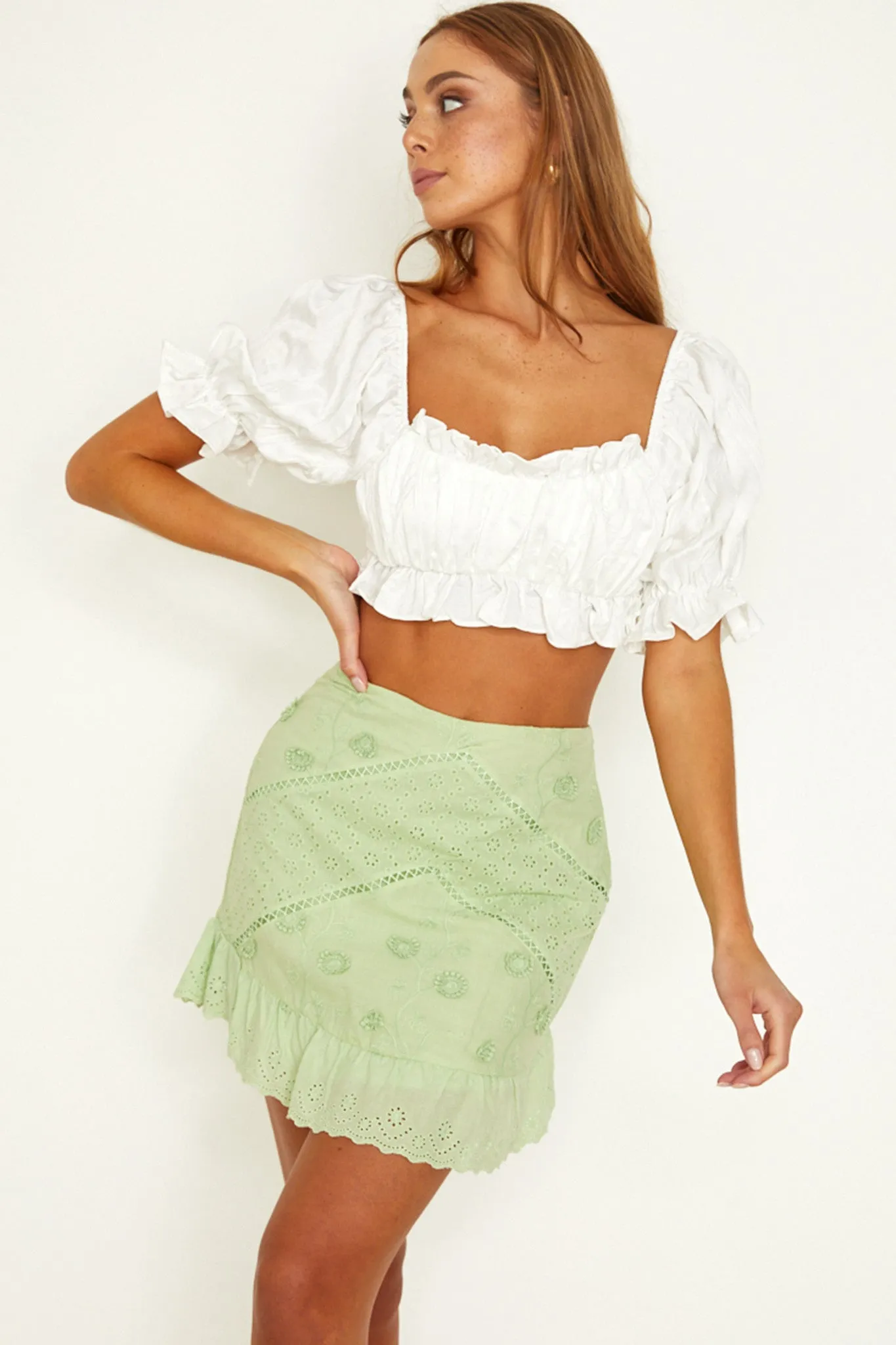 Aline Tie Back Crop Top White