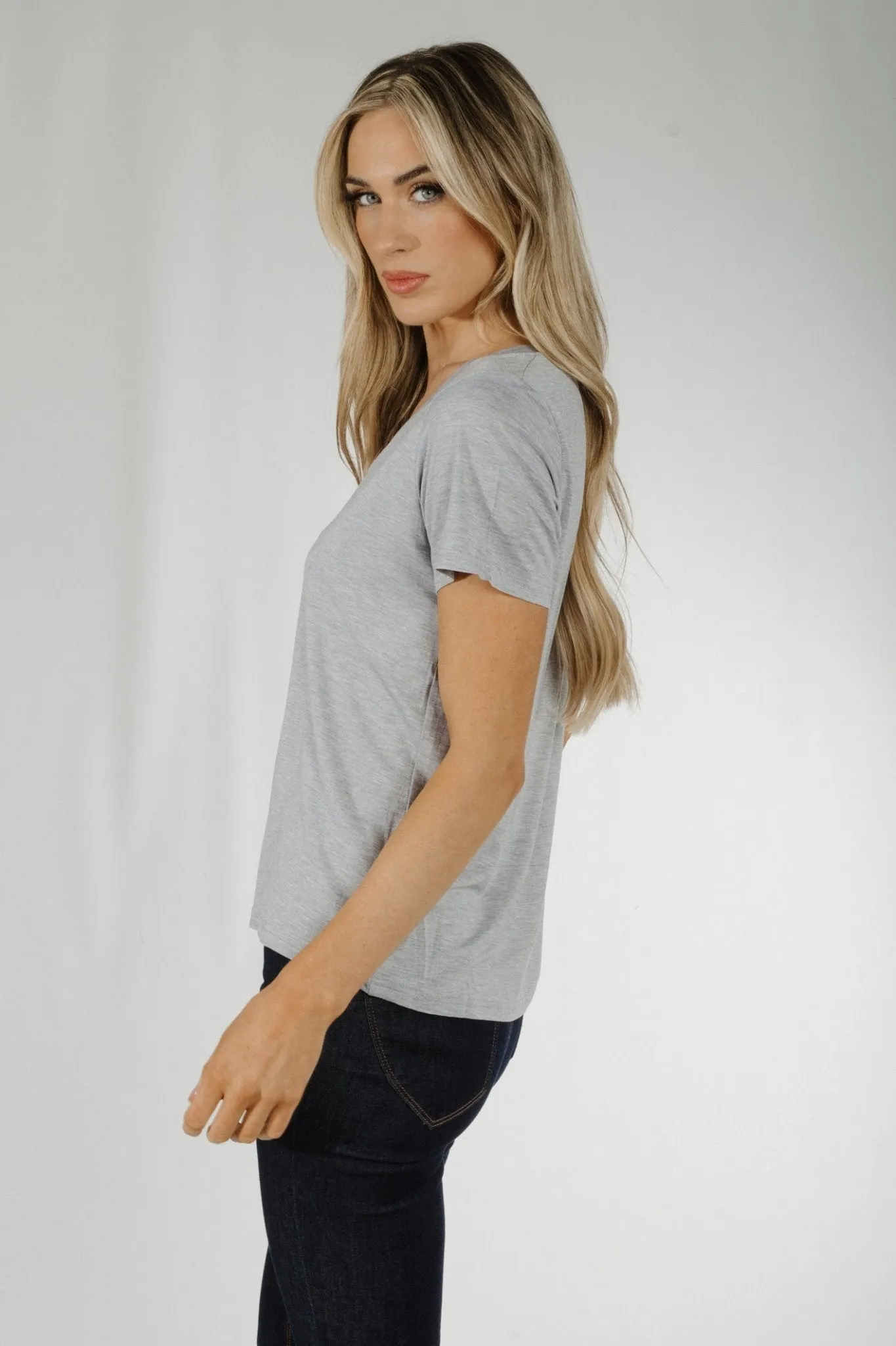 Ally V-Neck T-Shirt In Grey