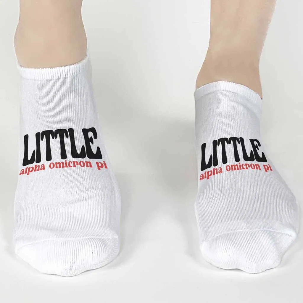 Alpha Omicron Pi No Show Socks for Bigs and Littles