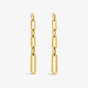 Alternating Diamond & Paperclip Links Earrings