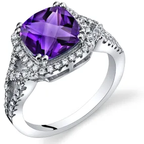 Amethyst Cushion Cut Sterling Silver Ring Size 8