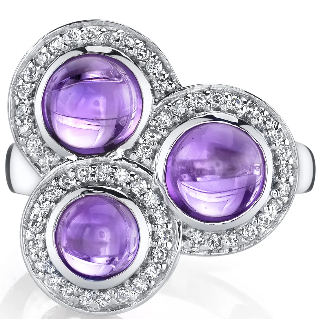 Amethyst Round Cut Sterling Silver Ring Size 7