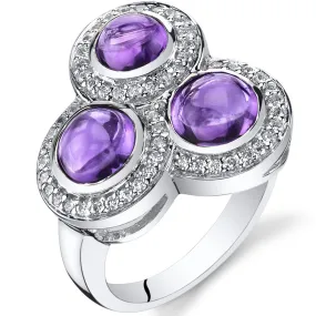 Amethyst Round Cut Sterling Silver Ring Size 7