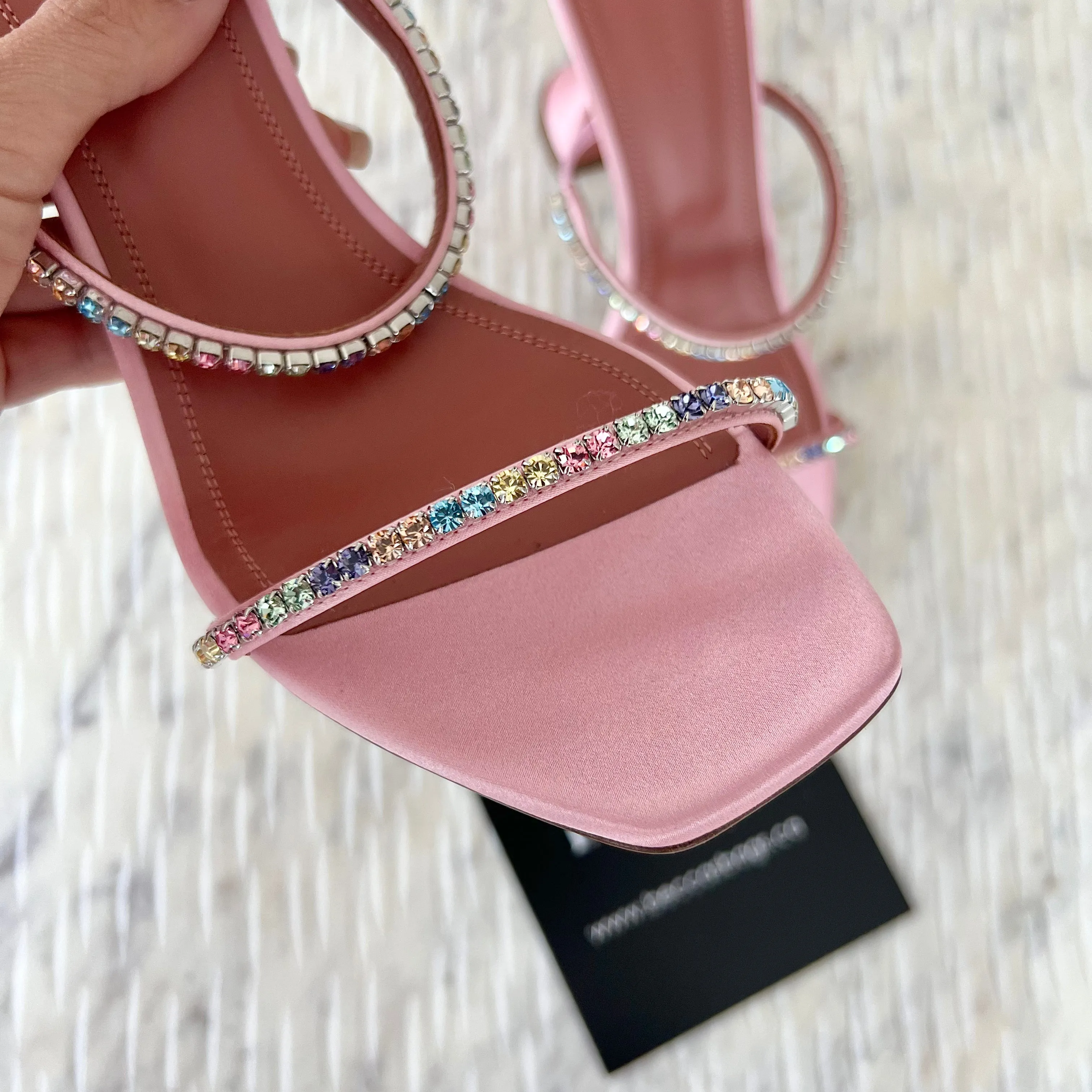 AMINA MUADDI Gilda crystal-embellished satin mules