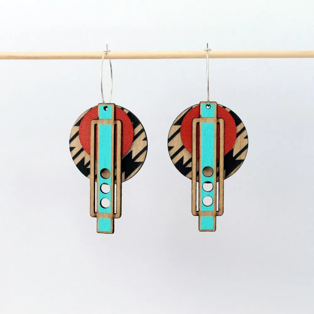 Architectural Lightweight Leather   Birch earring: Wright