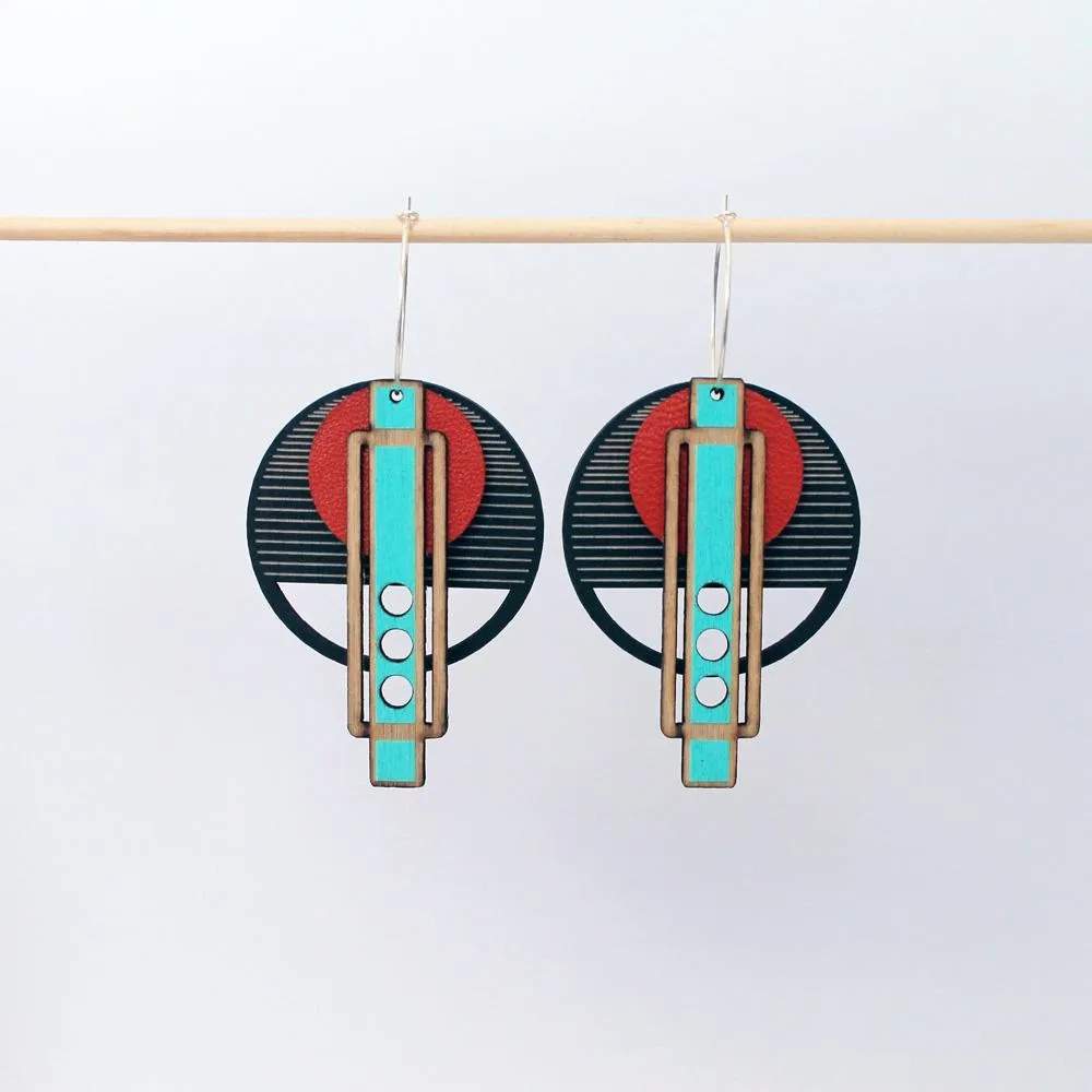 Architectural Lightweight Leather   Birch earring: Wright