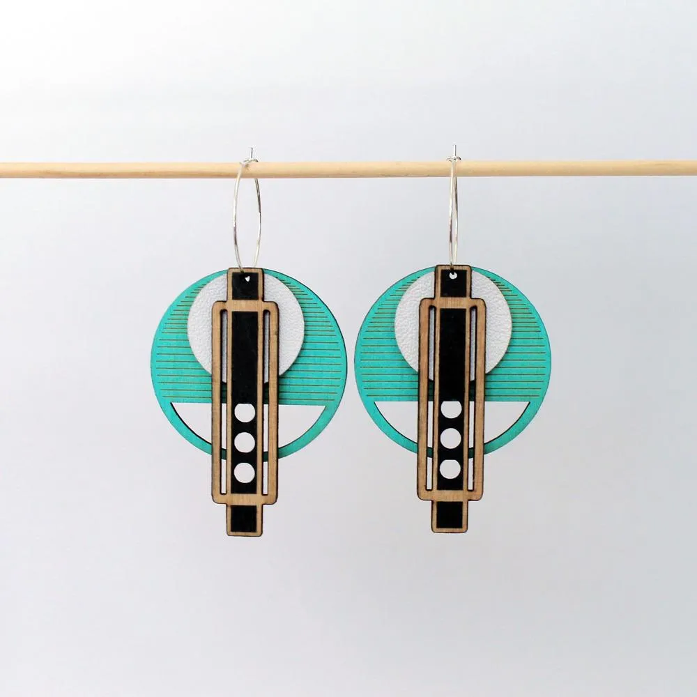 Architectural Lightweight Leather   Birch earring: Wright