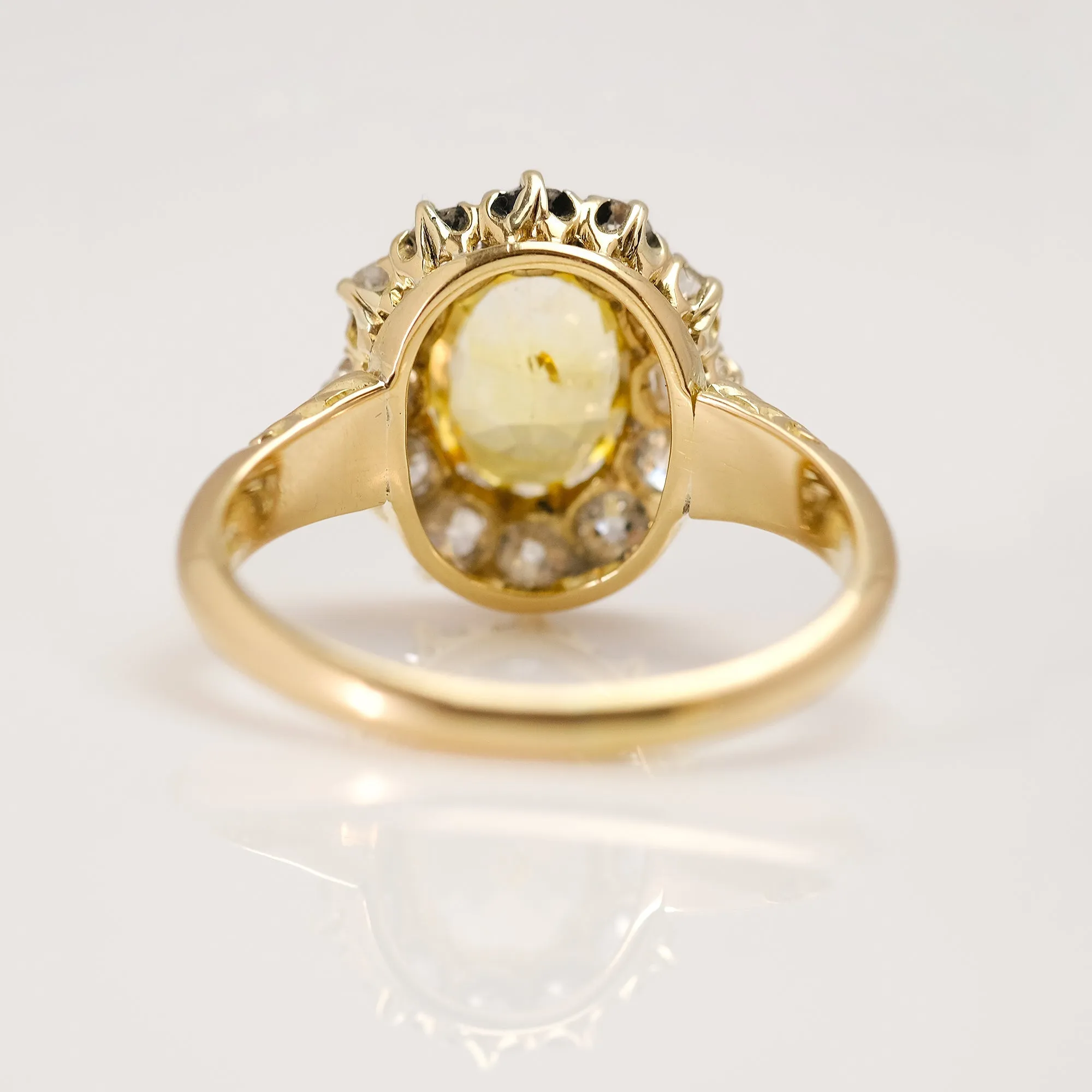 Art Deco Yellow Sapphire and Diamond Cluster Ring