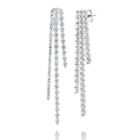 Baguette and Round Stick Earrings - Diamond