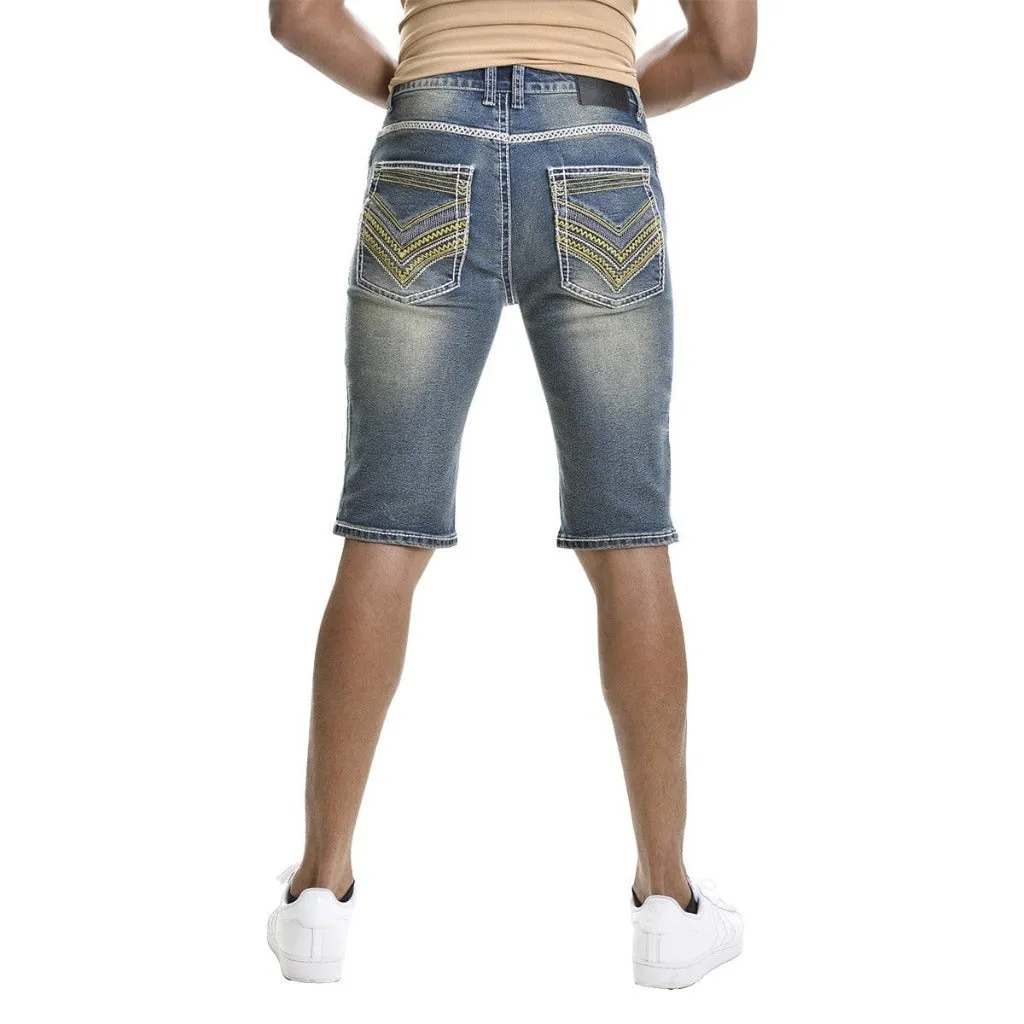 BBS Distressed Raw Hem Slim Denim Shorts